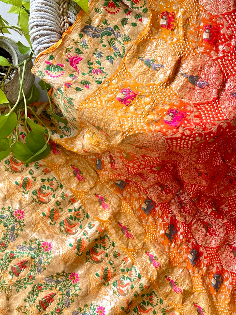 sunset-glow-yellow-and-orange-pure-banarasi-georgette-meenakari-bandhani-dupatta