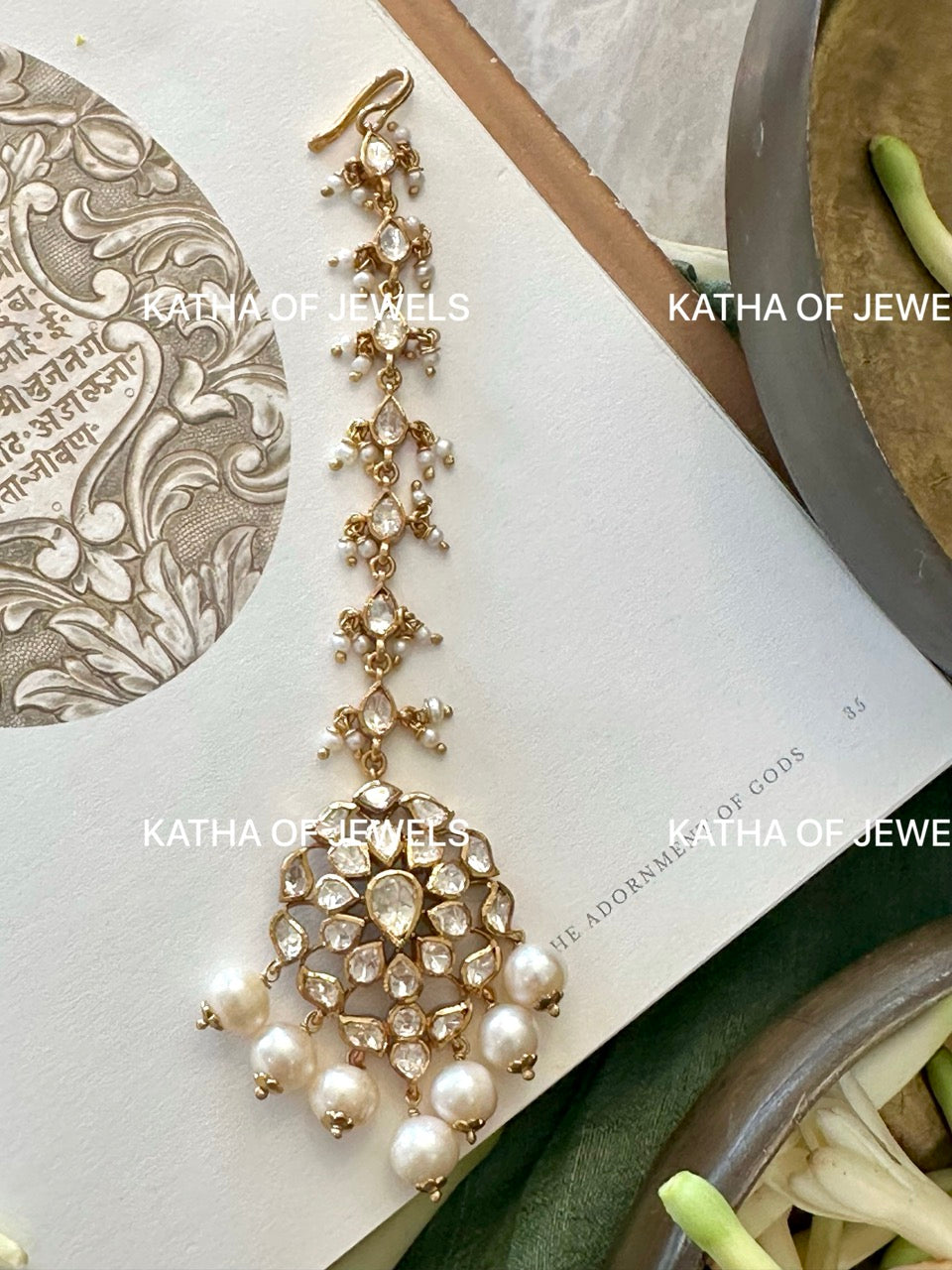 Buy Pearl Moissanite Polki Maangtika | Katha of Jewels