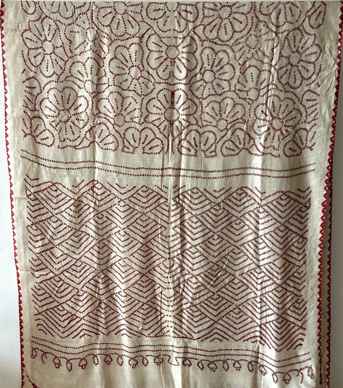 Timeless Veil Munga Silk Bandhani Saree with Red Bandhej