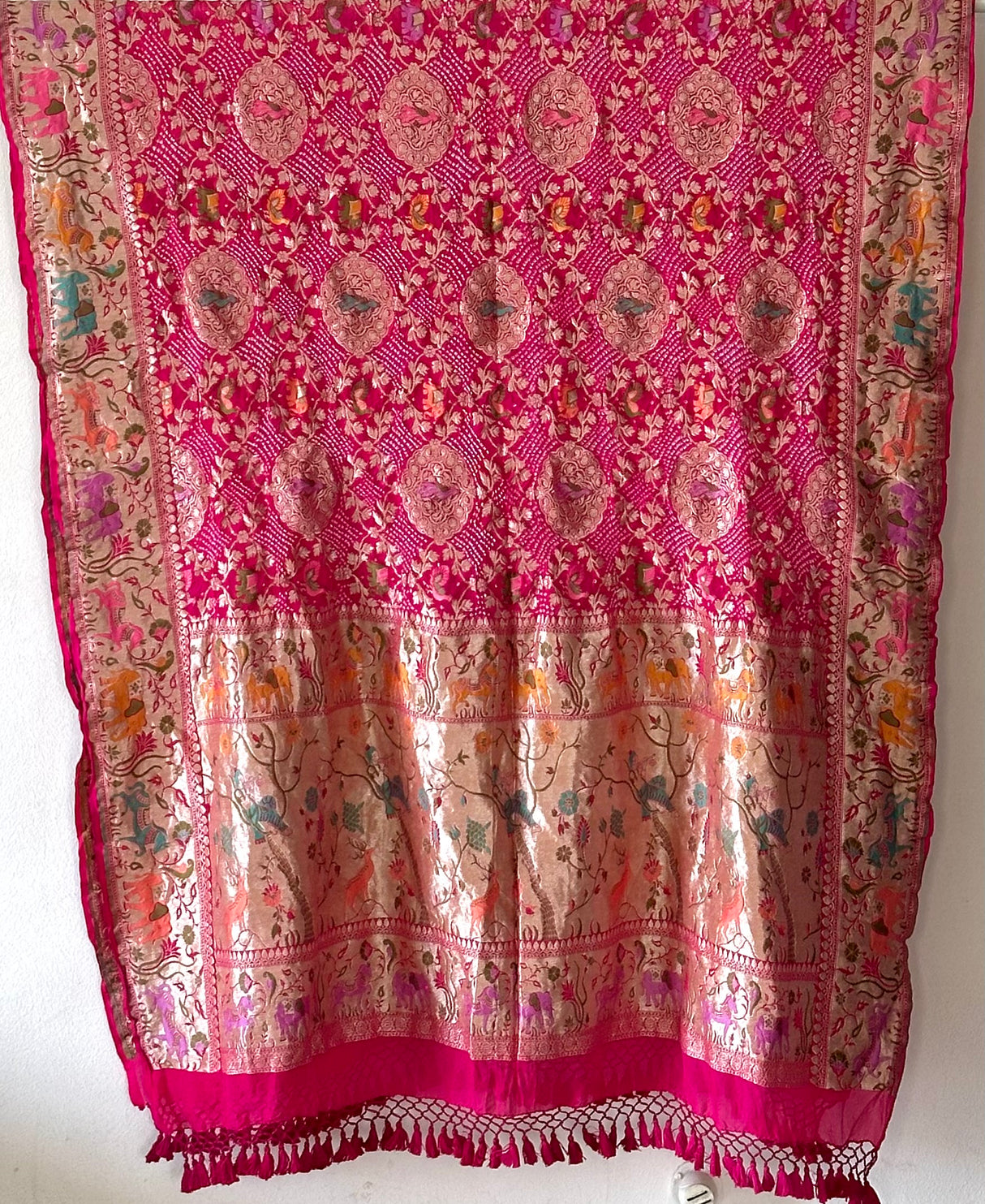 traditional-fuchsia-pink-banarasi-bandhani-dupatta
