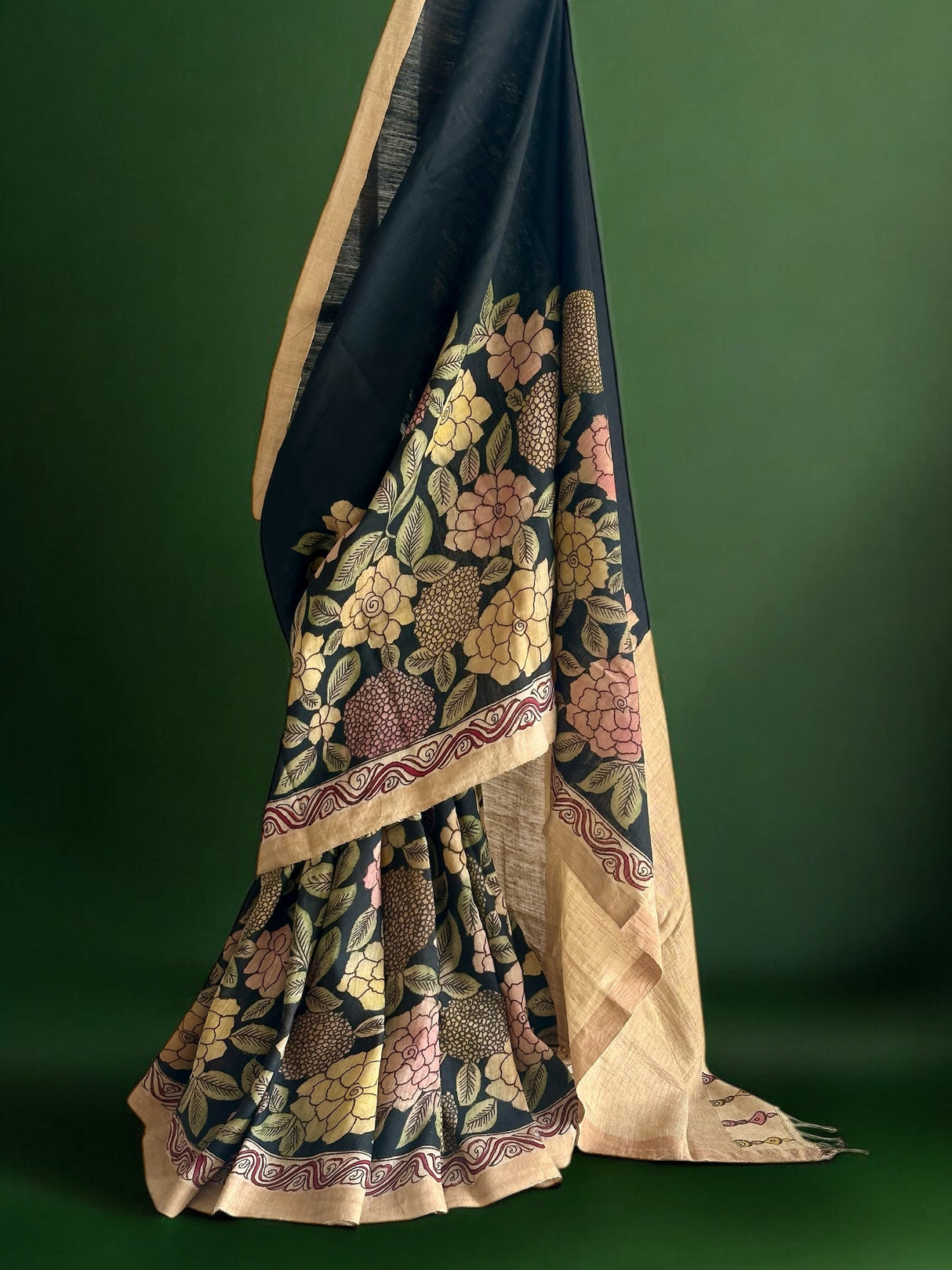 vanika-kusum-rekha-kalamkari-handloom-matka-silk-saree