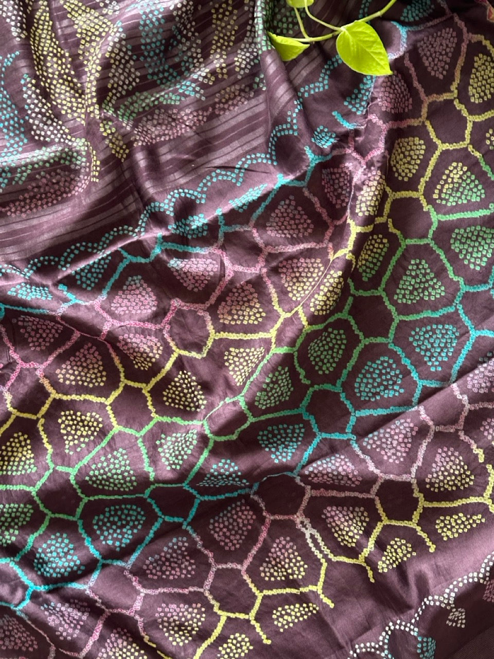 vanraj-brownish-mauve-munga-silk-bandhani-saree-with-multicoloured-bandhej