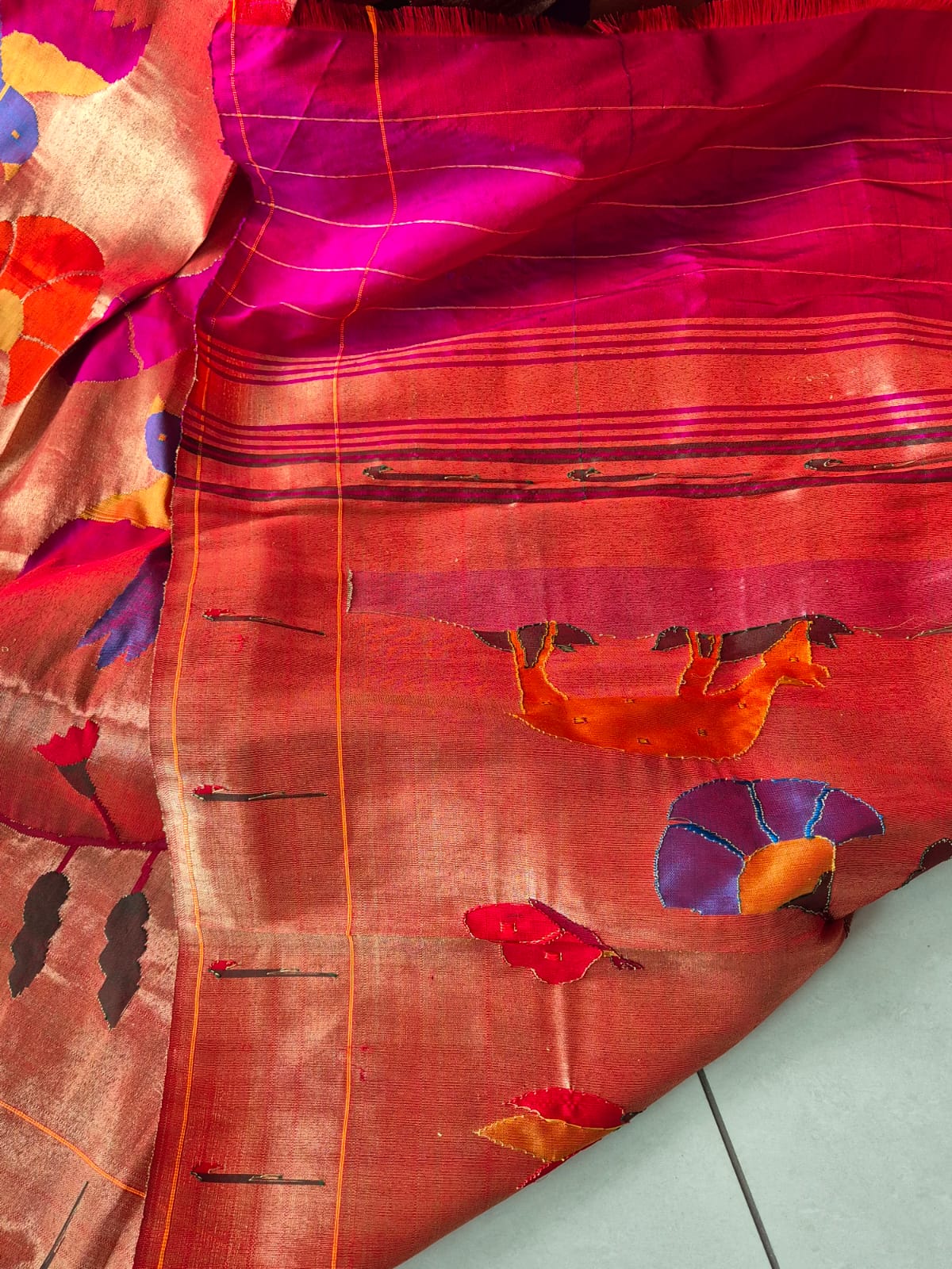 Vanshika Vana Handloom Pure Tissue Silk Paithani Dupatta