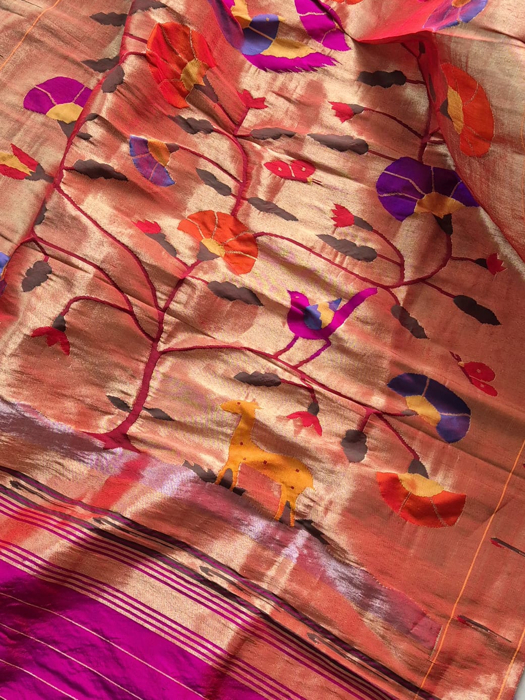 Vanshika Vana Handloom Pure Tissue Silk Paithani Dupatta