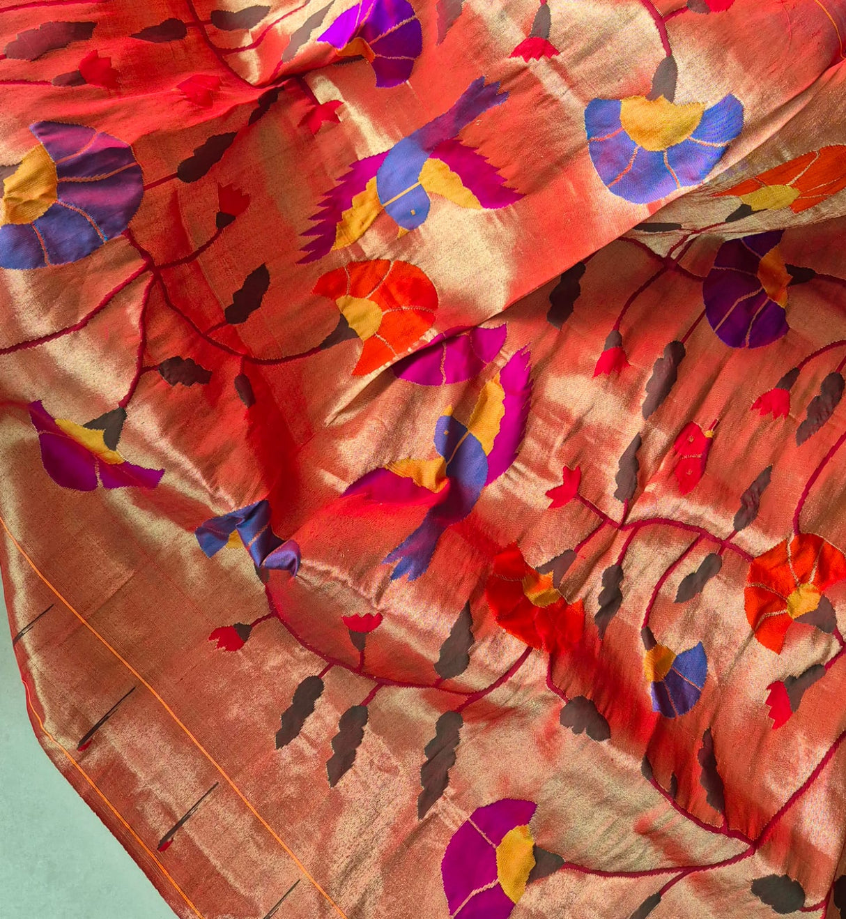 Vanshika Vana Handloom Pure Tissue Silk Paithani Dupatta