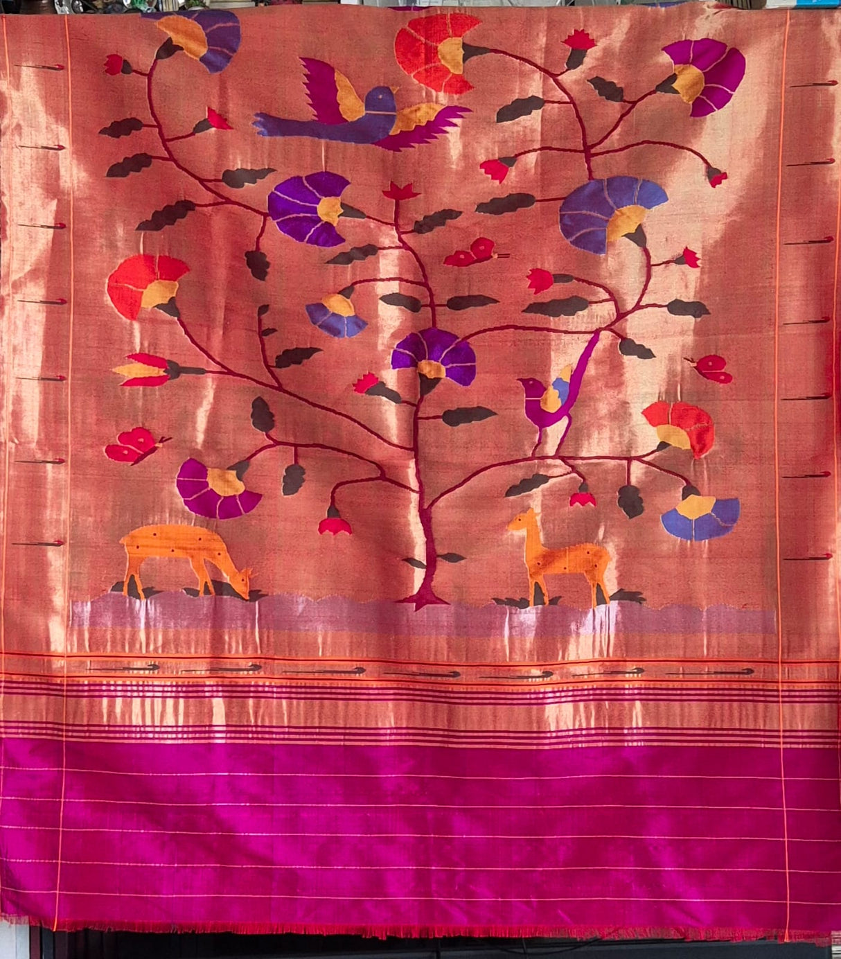 Vanshika Vana Handloom Pure Tissue Silk Paithani Dupatta