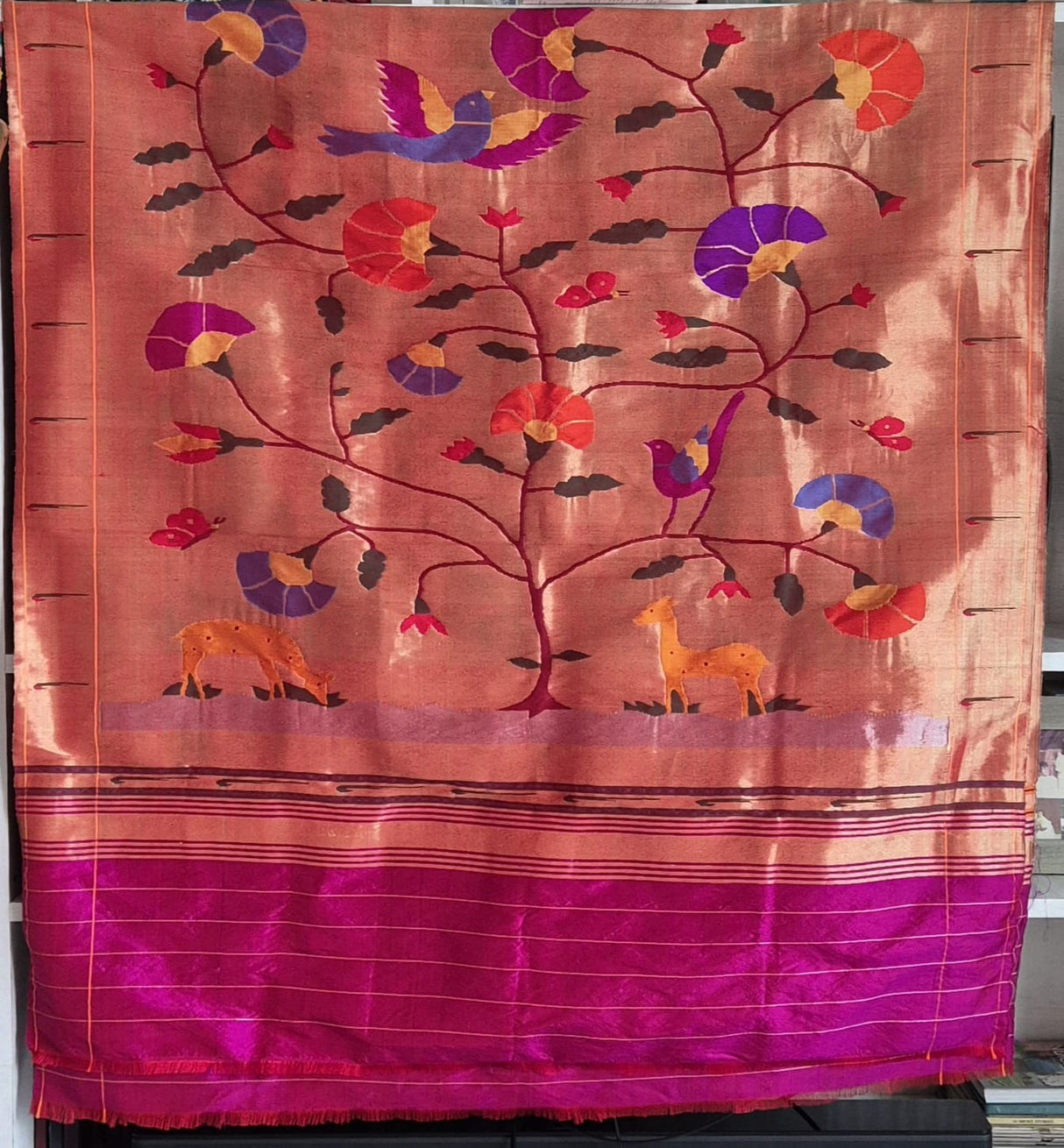 Vanshika Vana Handloom Pure Tissue Silk Paithani Dupatta