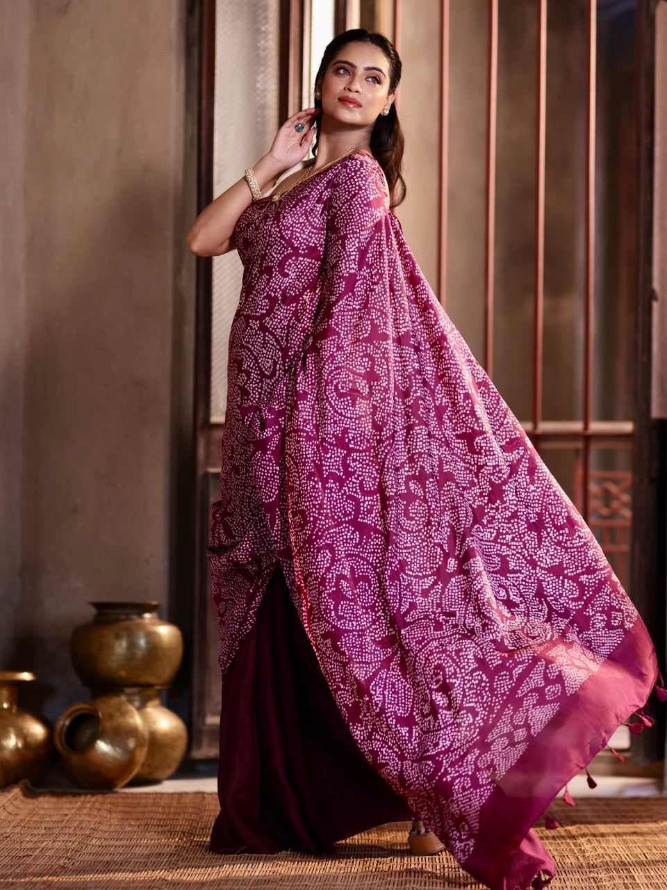very-smart-and-stylish-habotai-silk-bandhani-saree-in-shades-of-plum