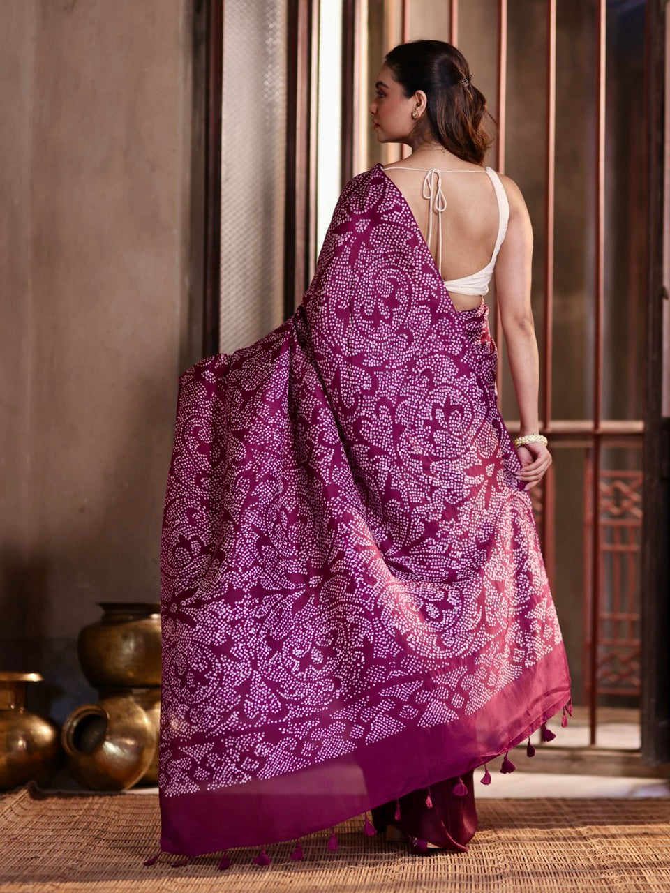 very-smart-and-stylish-habotai-silk-bandhani-saree-in-shades-of-plum