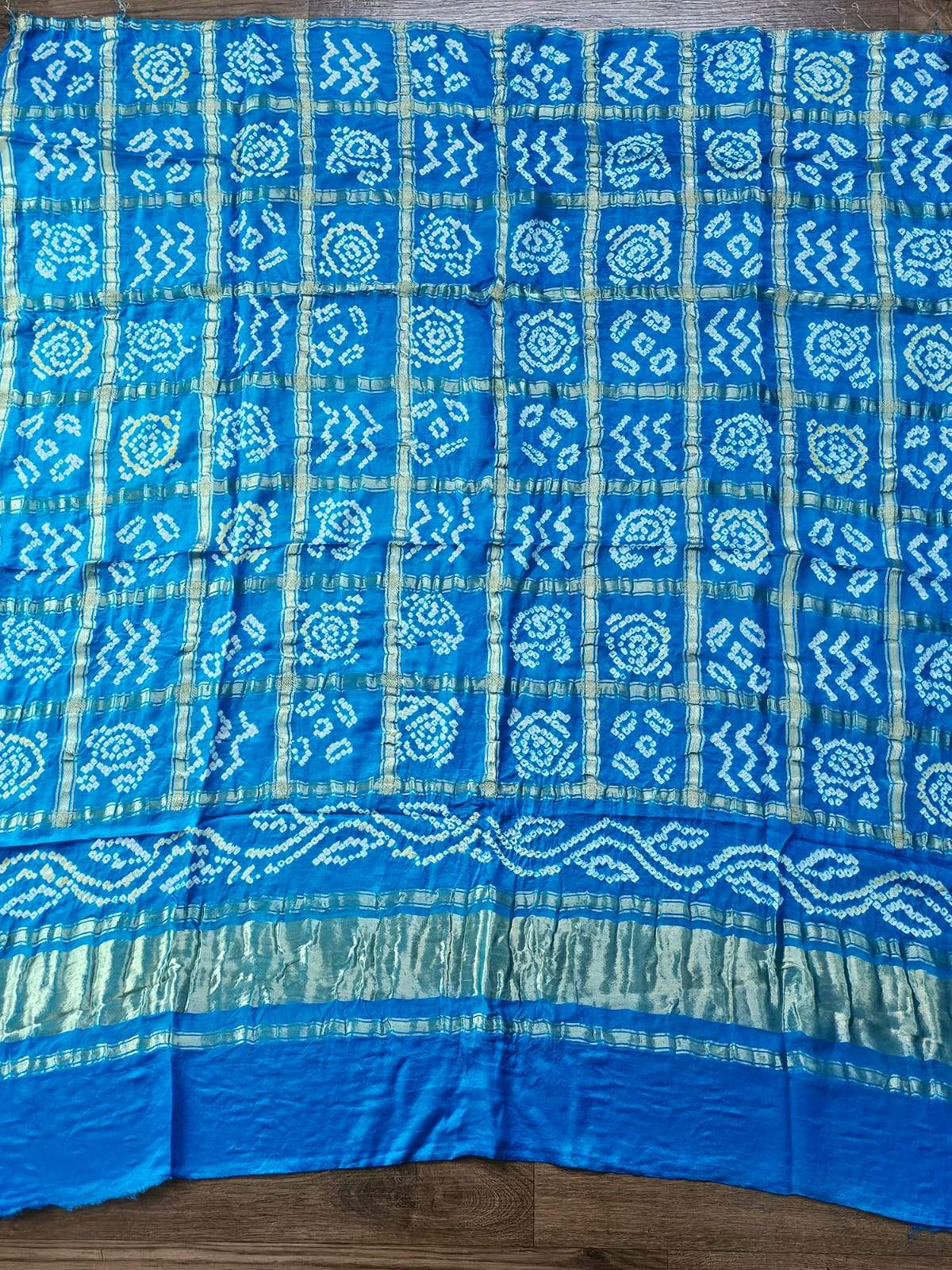 vibrant-blue-gharchola-pure-gajji-bandhani-blouse-fabric
