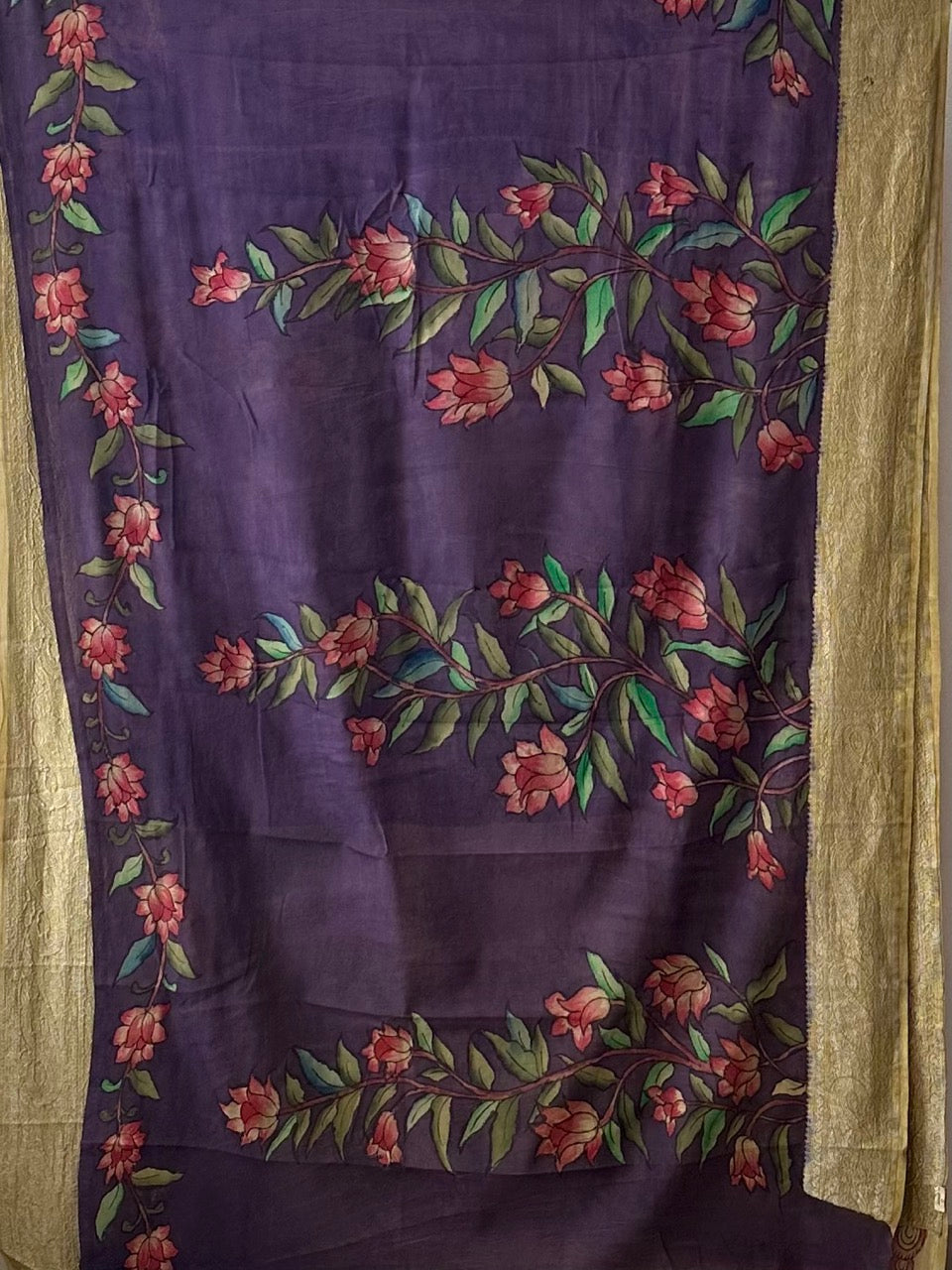 violet-purple-floral-pure-banarsee-georgette-kalamkari-saree