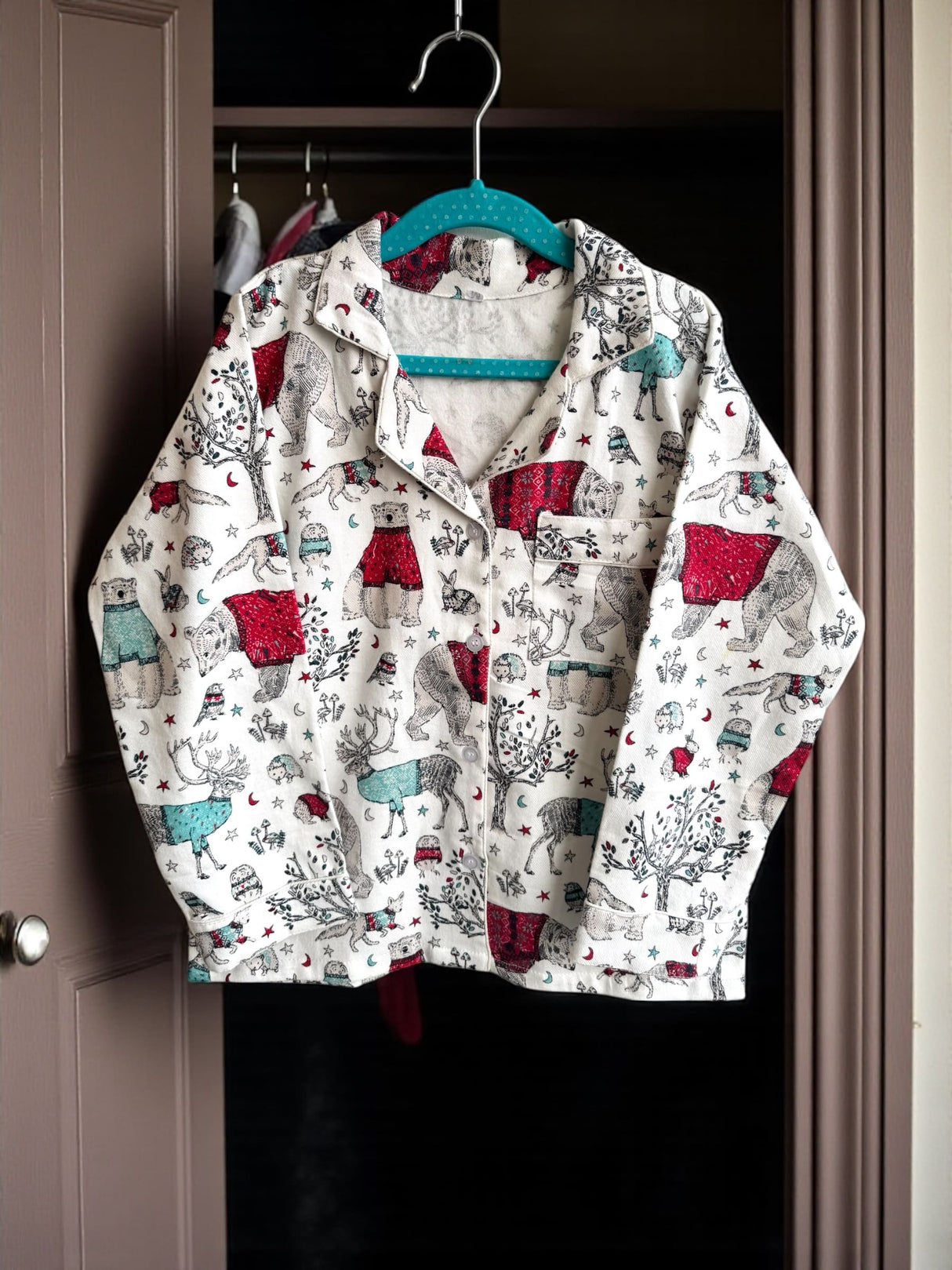 warm-bear-print-kids-nightwear-winter-set