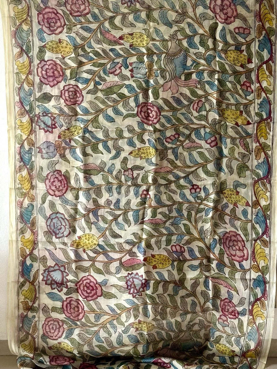 Whispers of the Forest - Handcrafted Kota Silk Kalamkari Saree