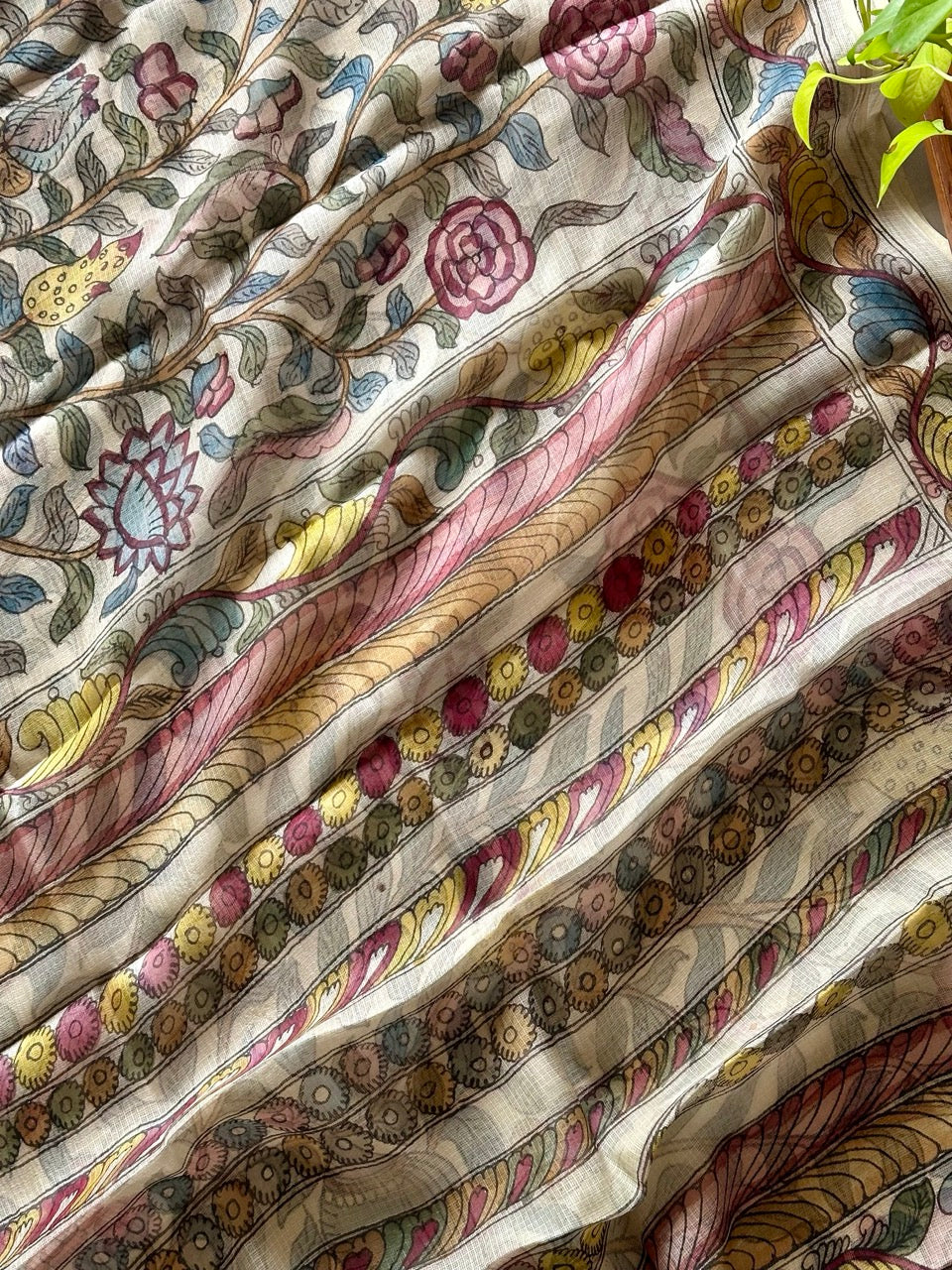 Whispers of the Forest - Handcrafted Kota Silk Kalamkari Saree