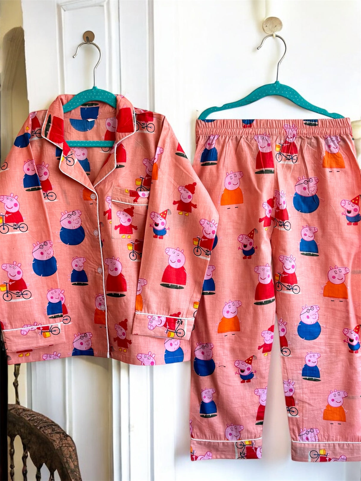 Peach Peppa Pig Family Kids Night Suit Set