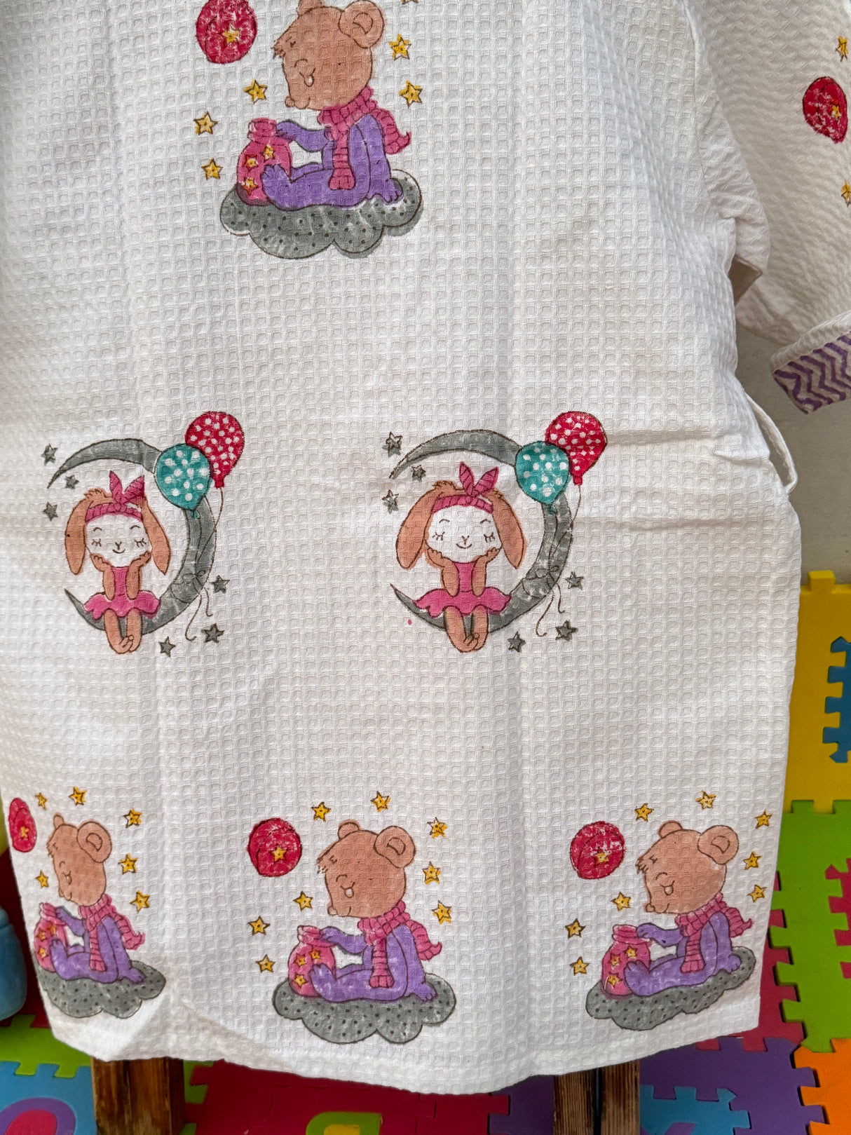 girls cotton waffle bathrobe purple dreamland theme perfect for beach vacations and swimming