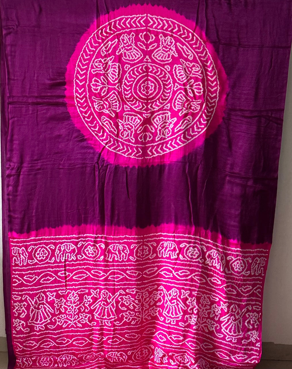 wine-magenta-and-pink-pure-gajji-silk-rasmandal-circle-bandhani-saree