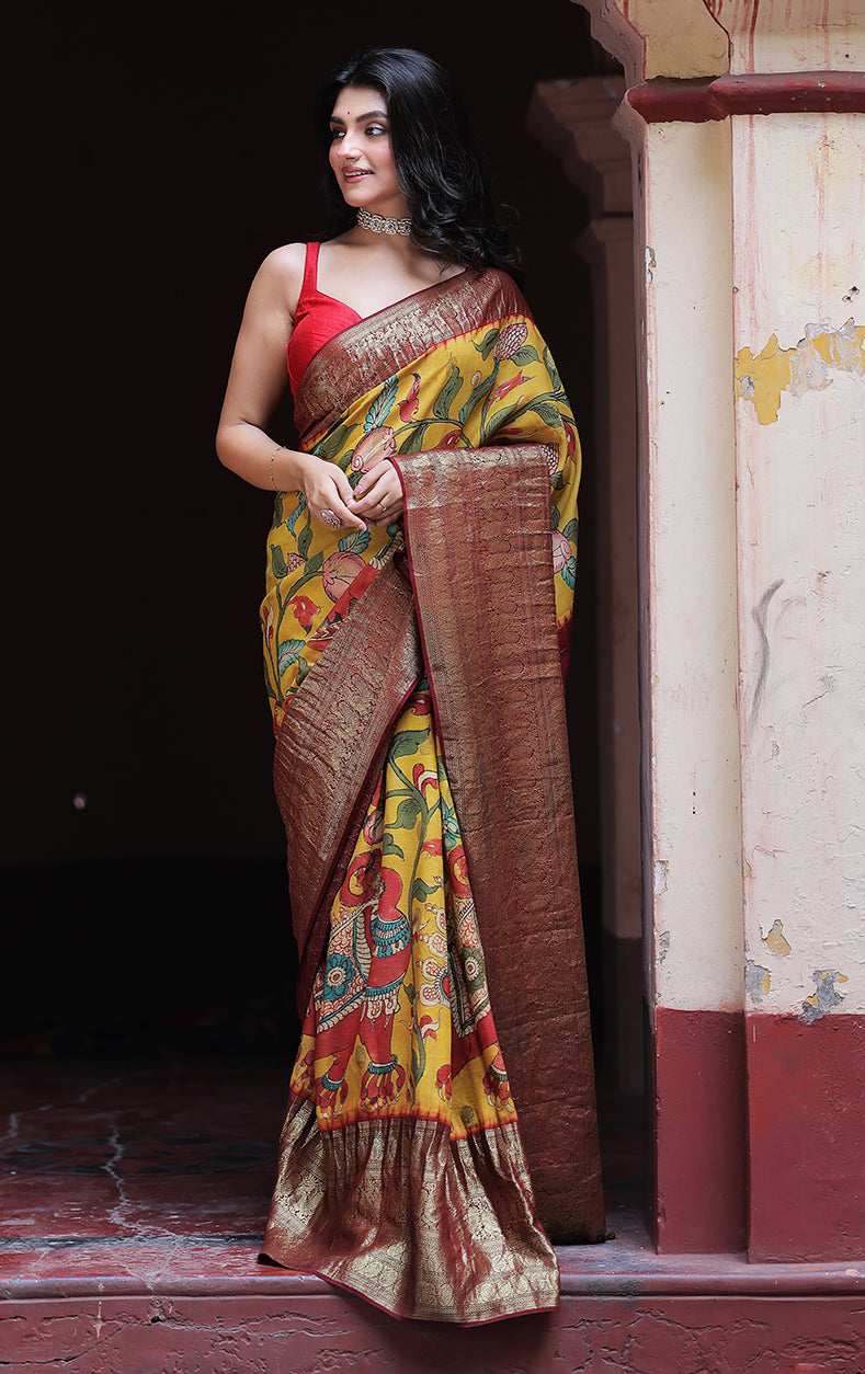 yali-floral-kanjivaram-kalamkari-saree-front-view
