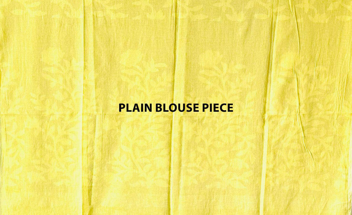 Yellow Floral Cotton Saree made on Jacquard Loom
