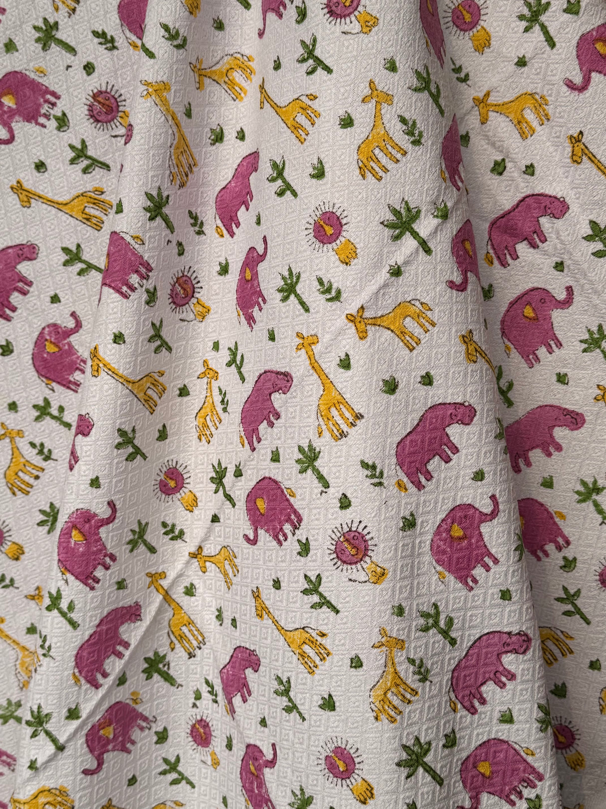 Elephant Giraffe Blockprint Kids Towel – Cotton Jacquard Weave