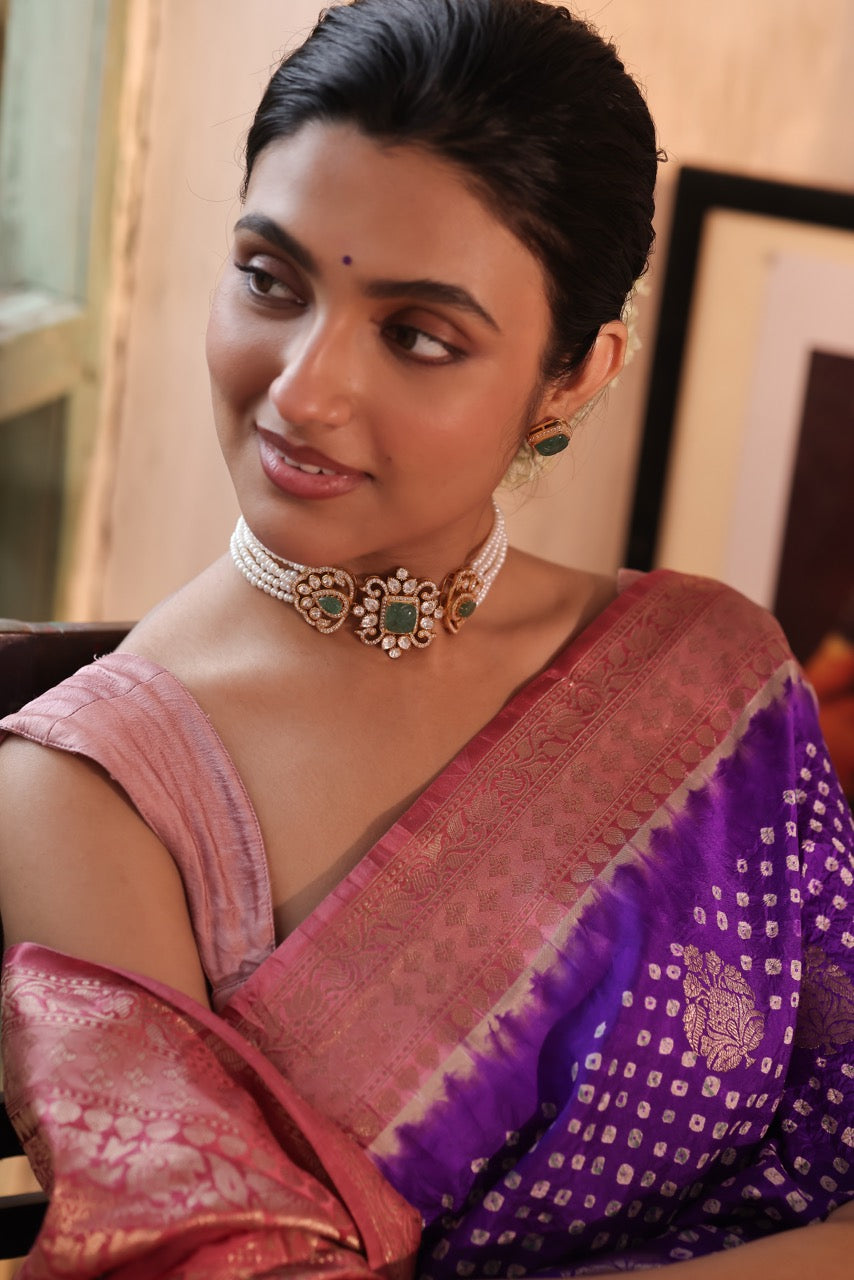 zehra-regal-moissanite-polki-92-5-silver-choker-set