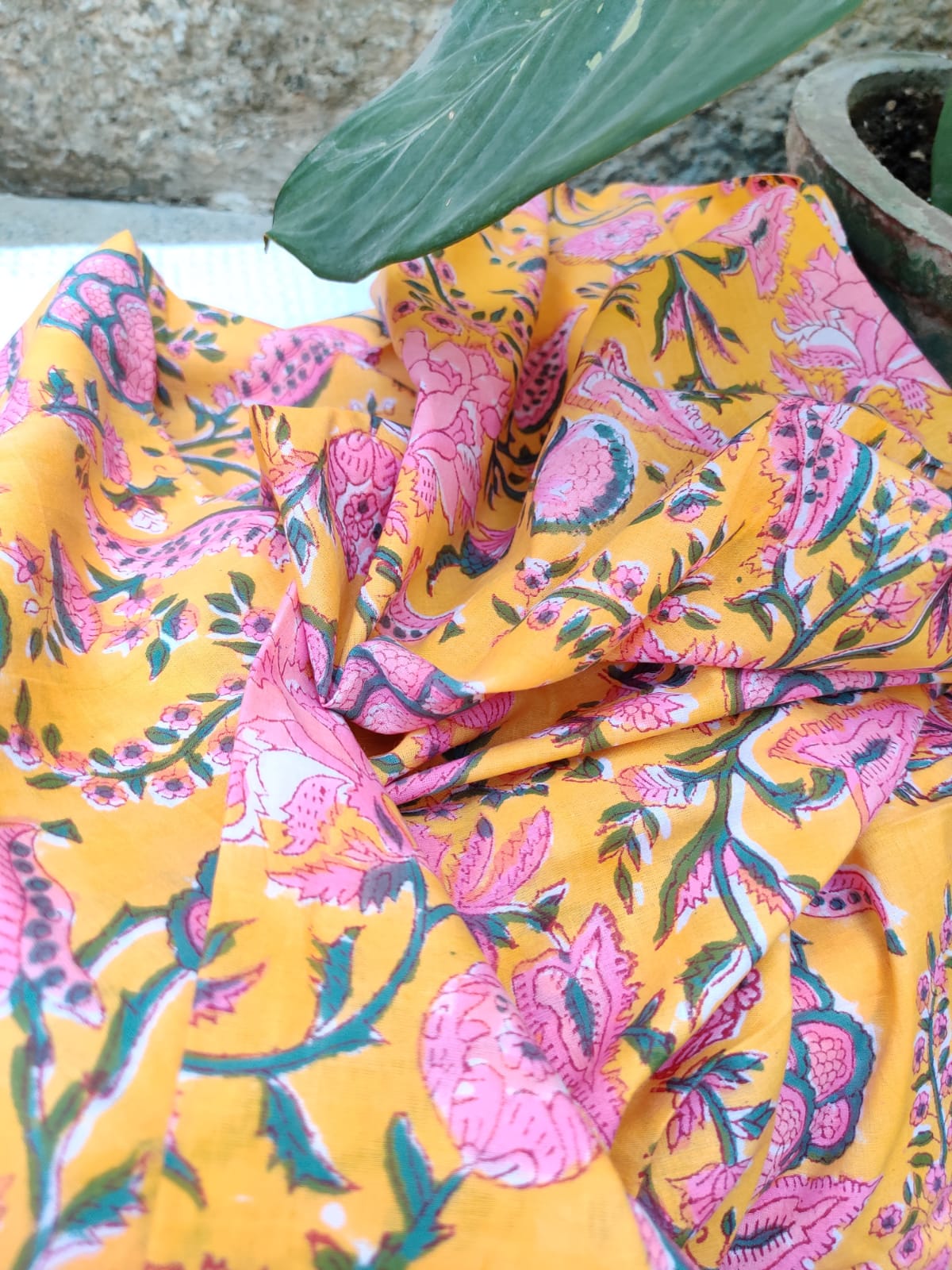 Handblock Printed Cotton Top Fabric (2.5 meters)