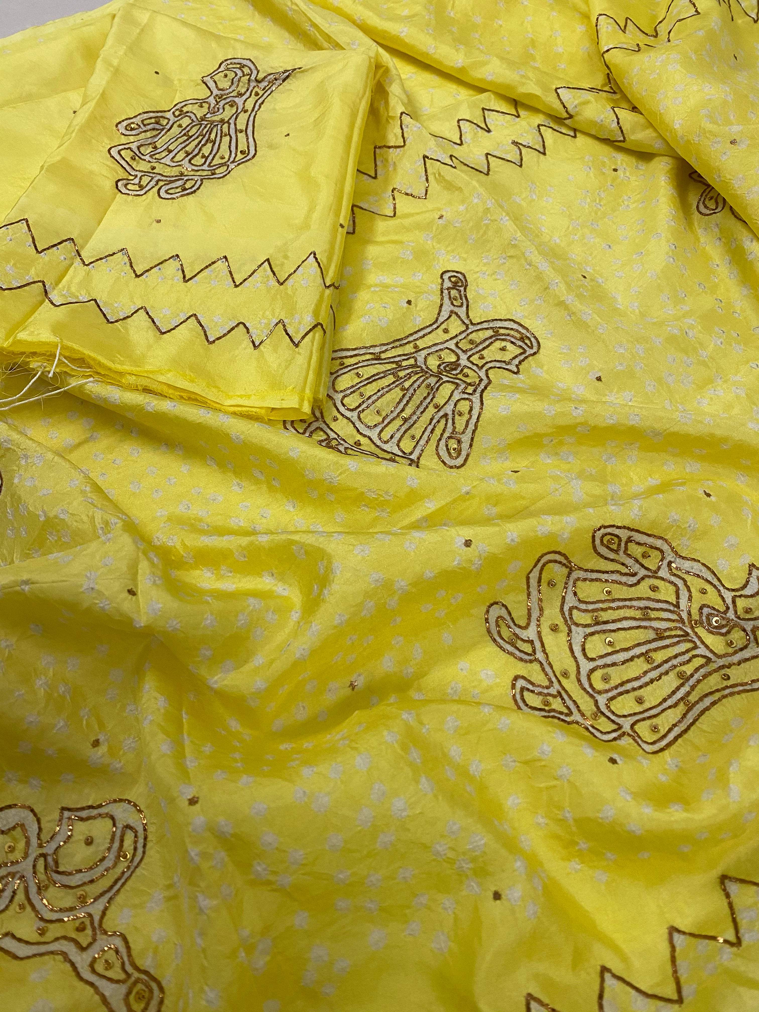 Pure silk bandhani kurta fabric