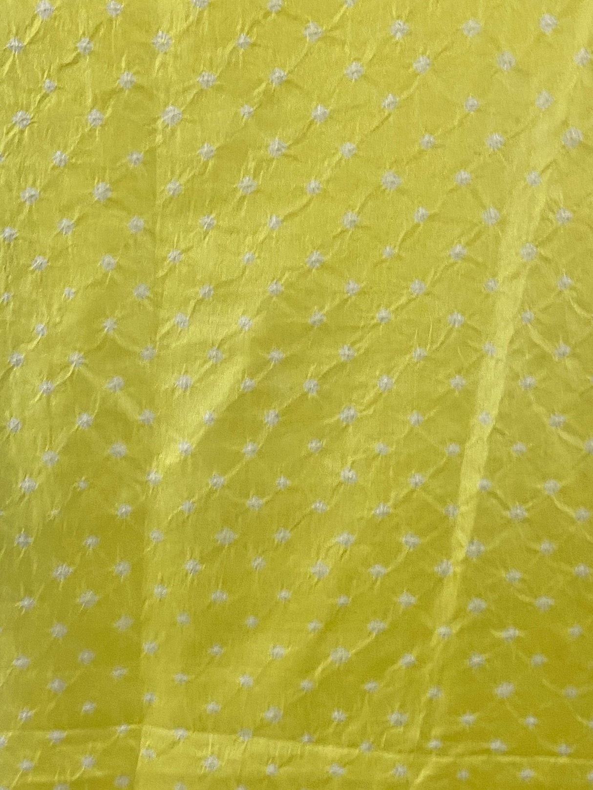 Yellow Pure silk bandhani kurta fabric with Embroidery