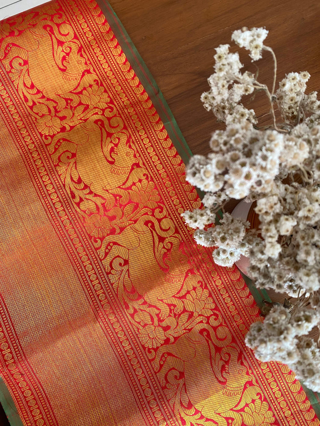 Red Pure Handloom Silk Kanjivaram Border (Price 1900 Per Meter)
