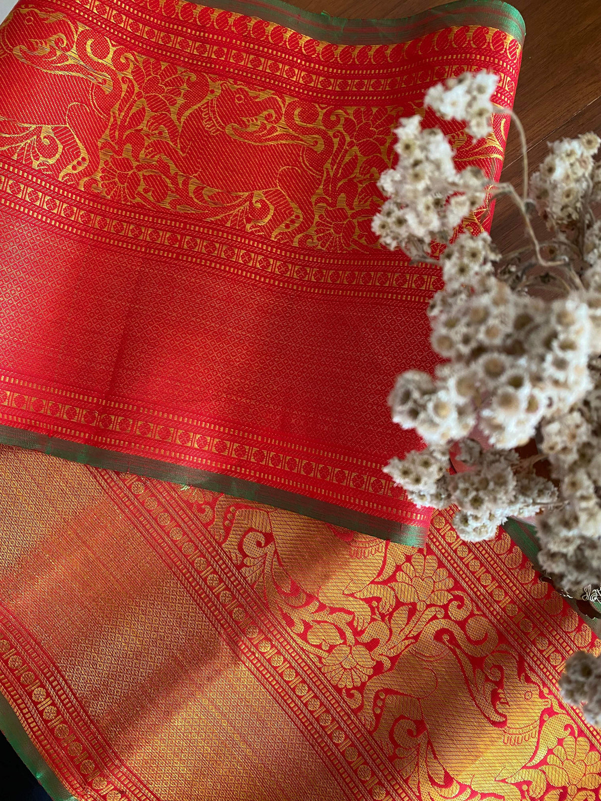 Red Pure Handloom Silk Kanjivaram Border (Price 1900 Per Meter)