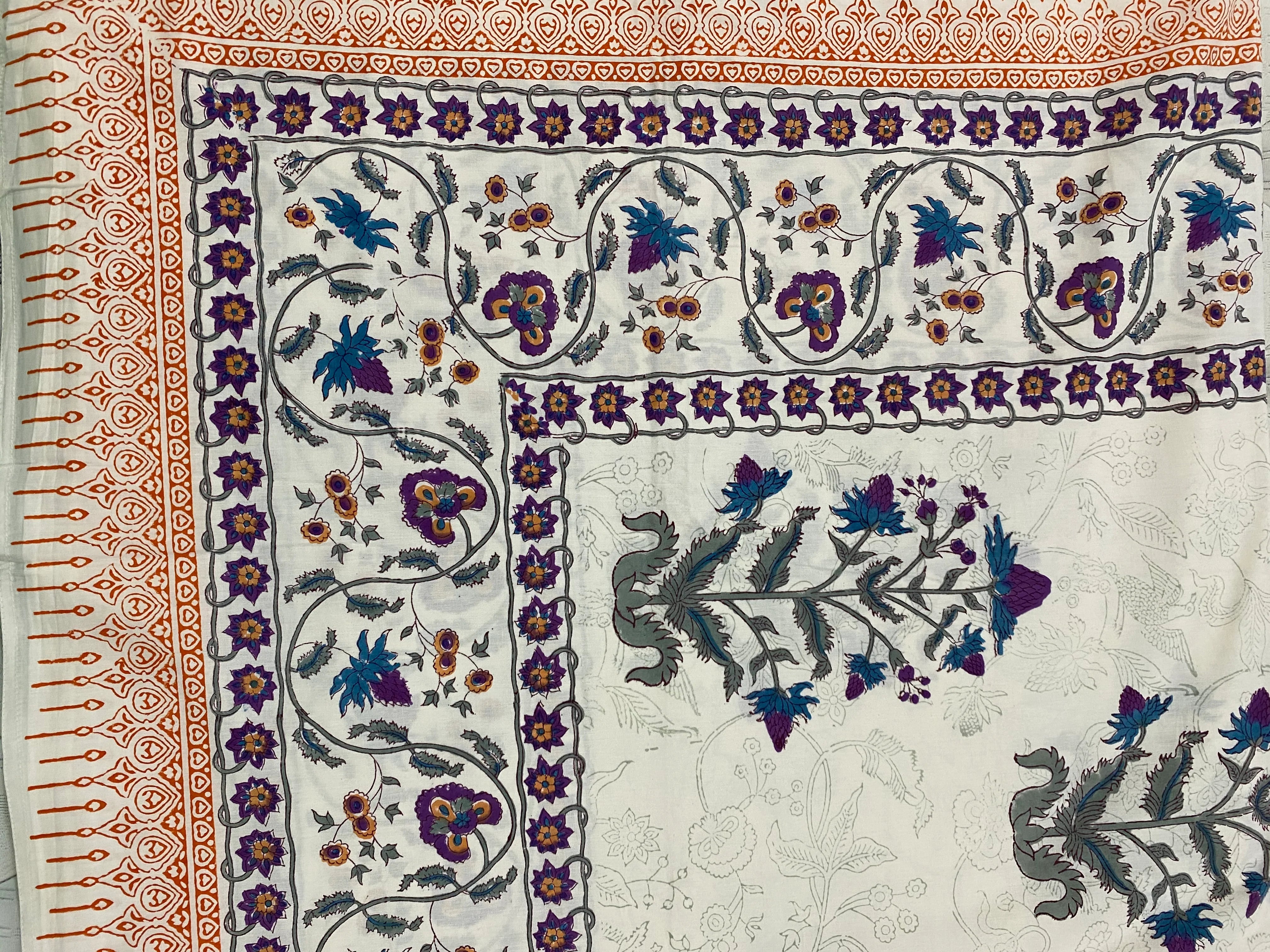 Hand Blockprinted Cotton Bedsheet -King Size (108*109 inches)