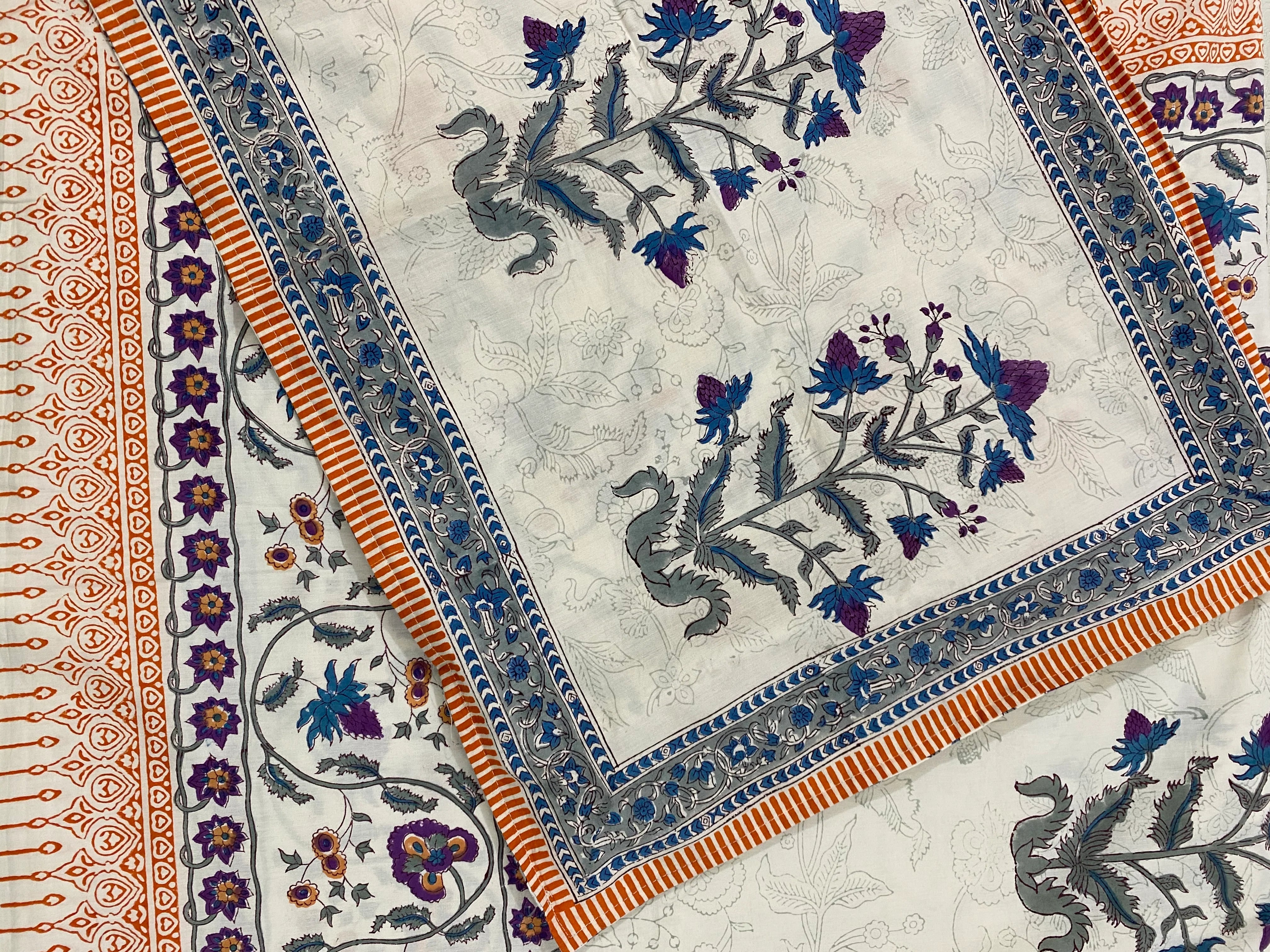 Hand Blockprinted Cotton Bedsheet -King Size (108*109 inches)