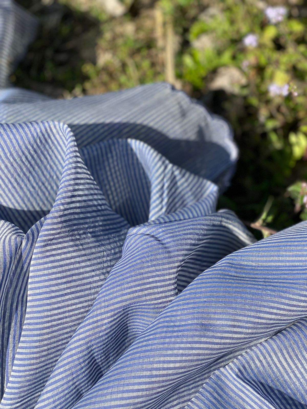 Greyish Blue Handloom Neem Reshami Dupatta with delicate Scalloping