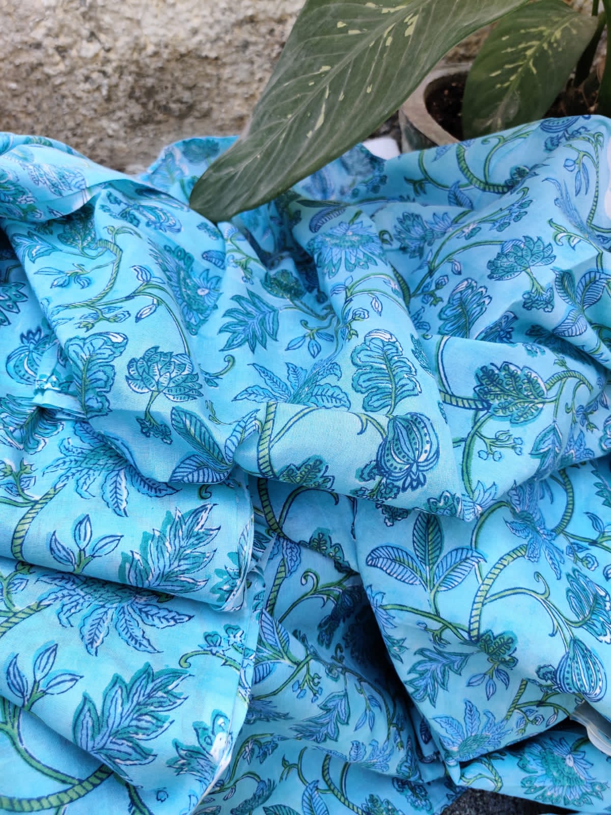 Handblock Printed Cotton Top Fabric (2.5 meters)