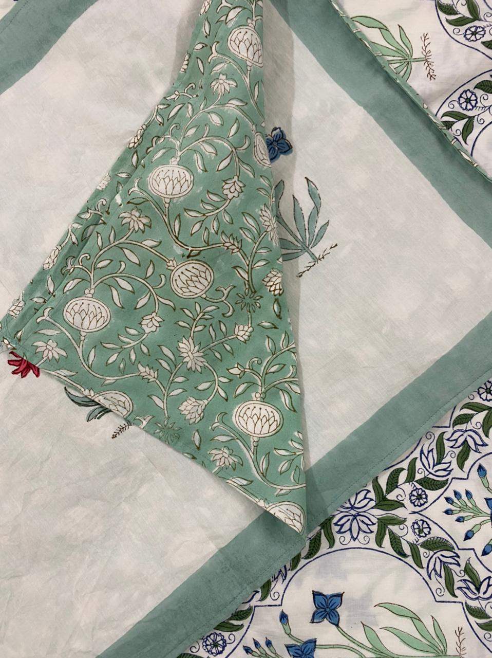 green-floral-king-cotton-bedsheet-zoomed-view