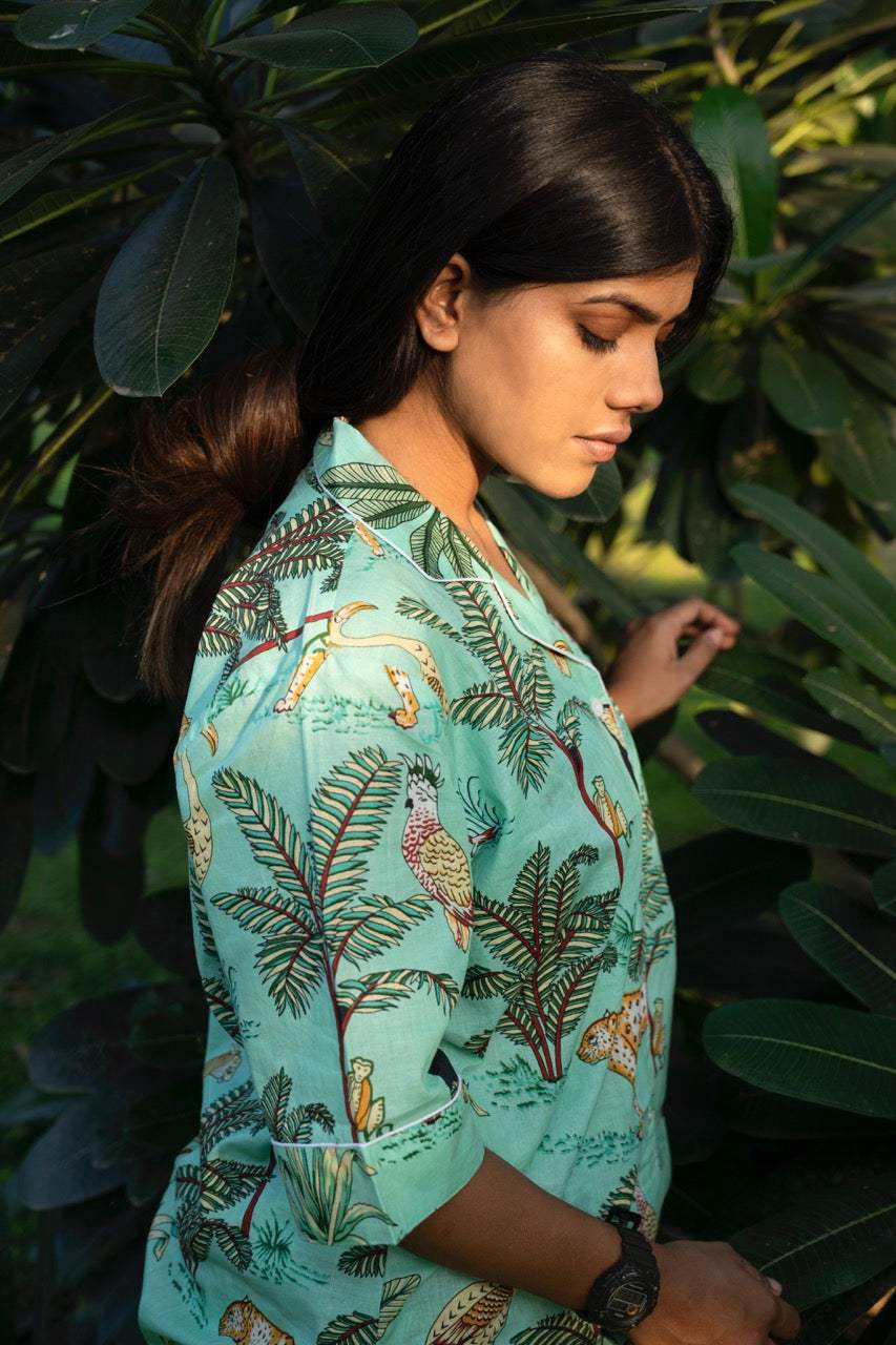 green-jungle-cotton-night-suit-detailed-view