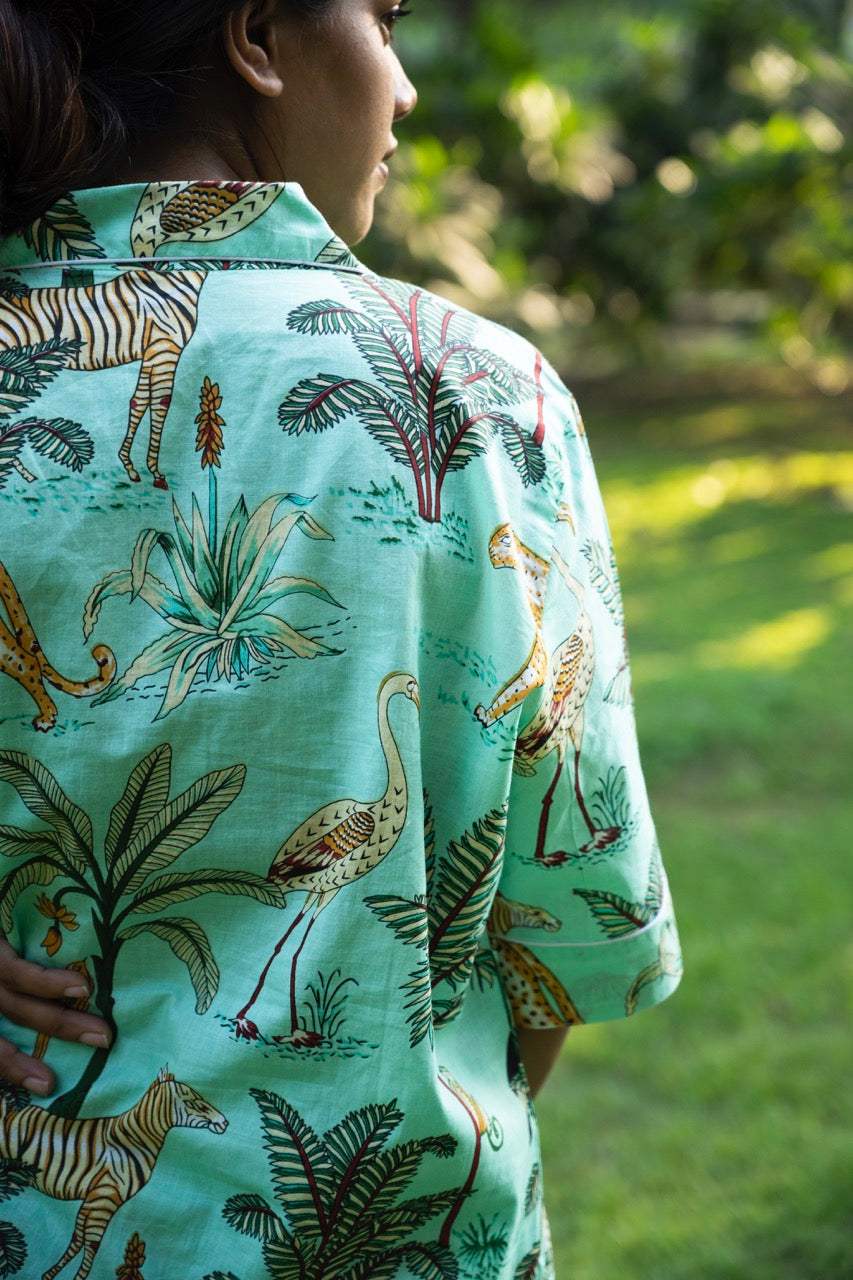 green-jungle-cotton-night-suit-side-angled-view