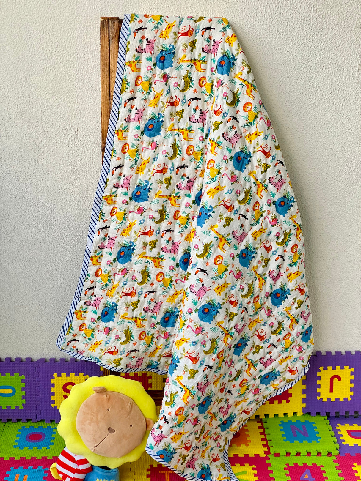 best selling cotton baby quilt for toddlers in pastel shades suitable for bulk gifting and retail in UK and New Zealand