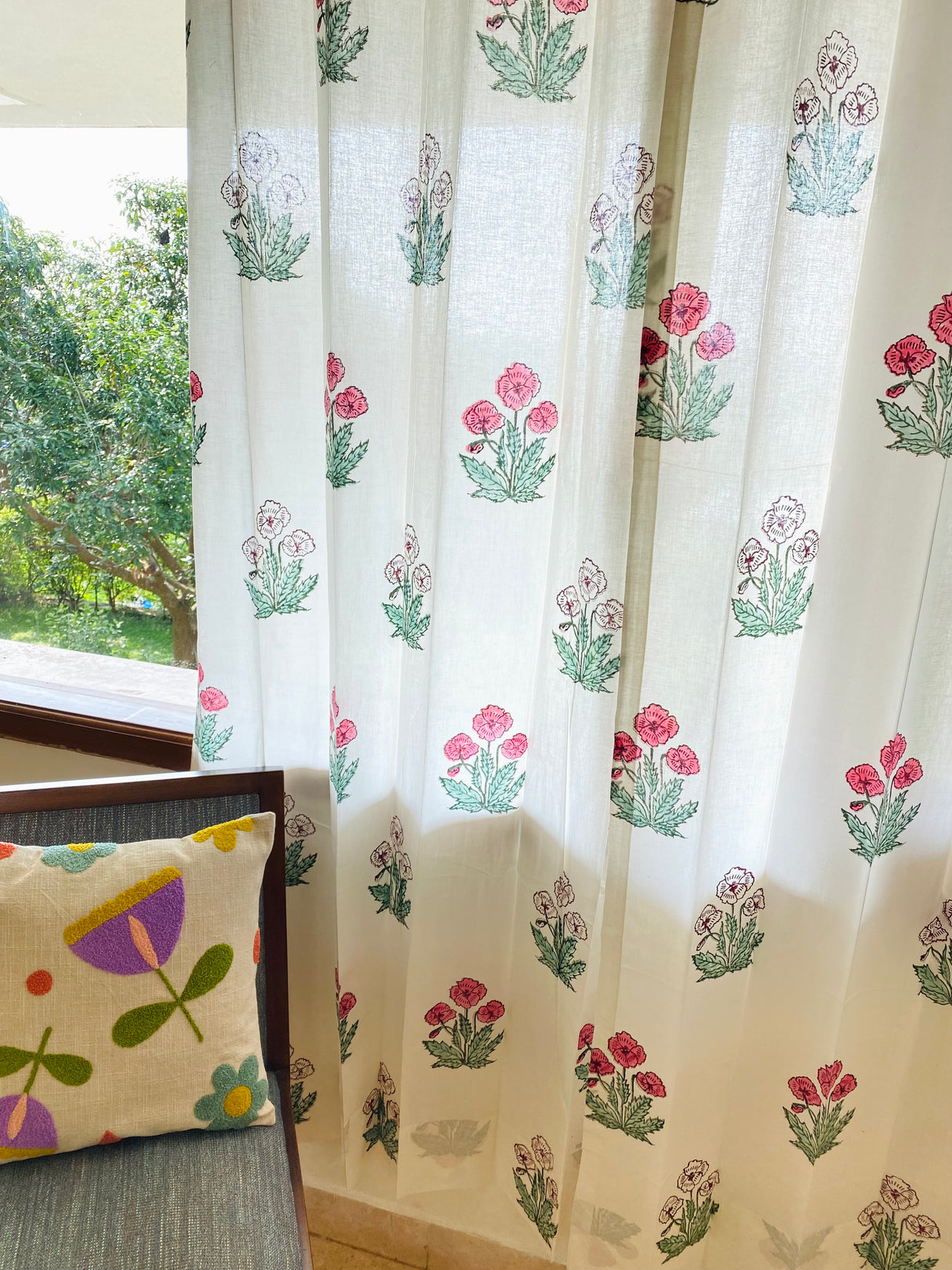 Blockprint Sheer Cotton Curtain