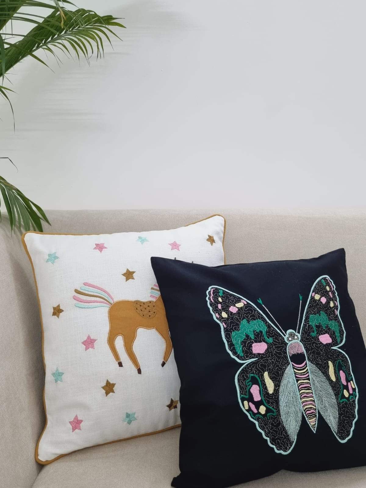 Unicorn Cotton Slub Cotton Cushion Cover- 16*16 inches