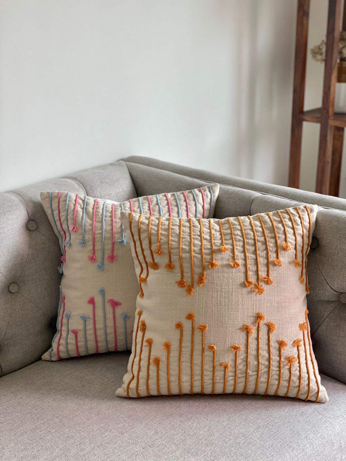 Pair of Cotton Slub Cushion Covers- 16*16 inches