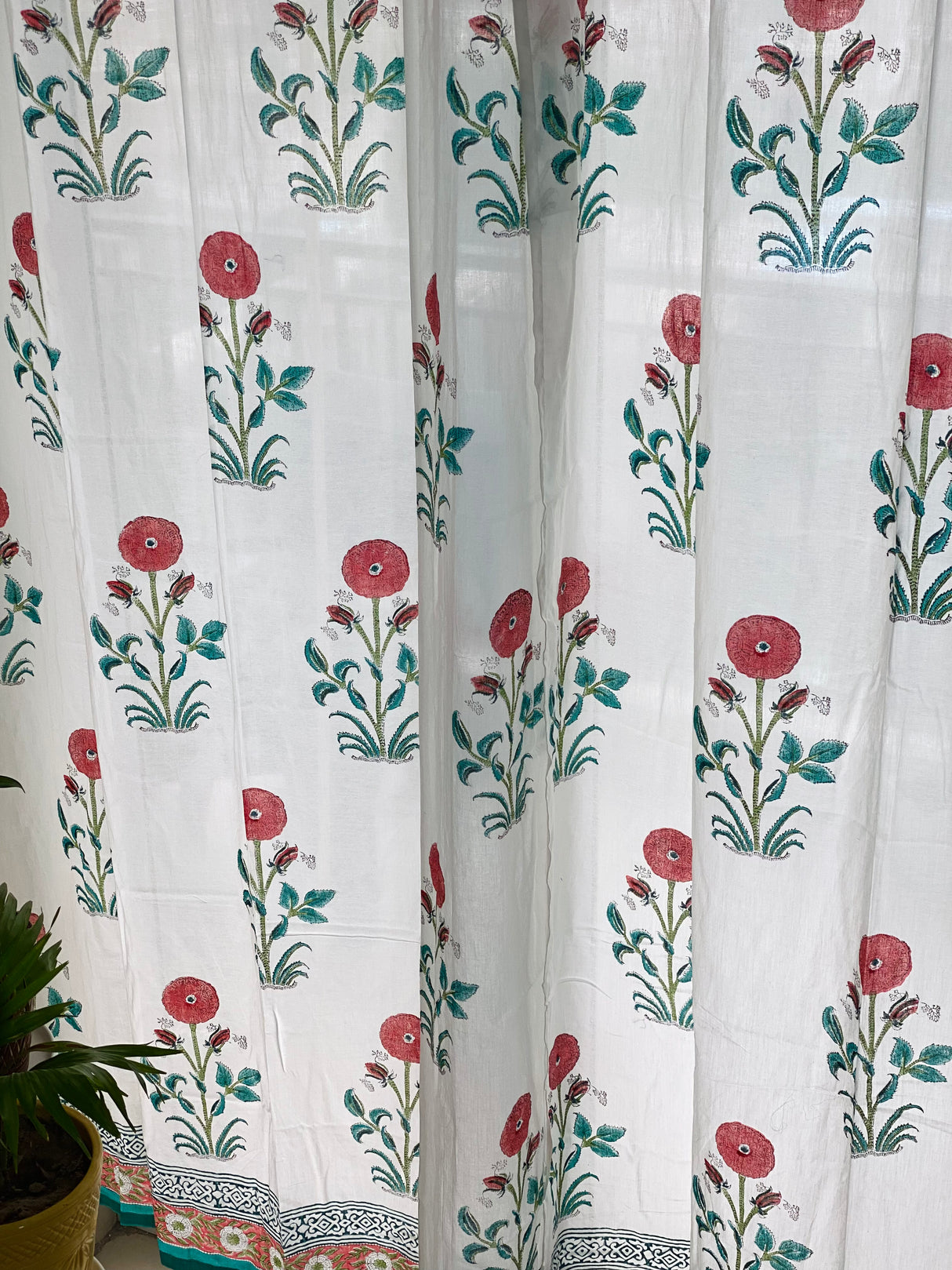 Blockprint Sheer Cotton Curtains