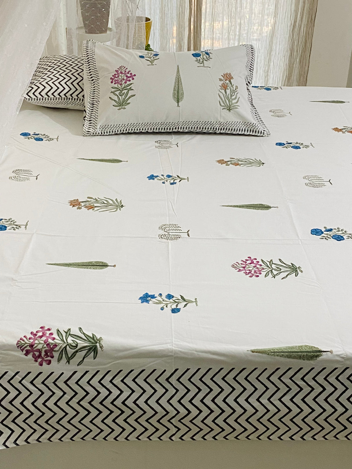 Hand Blockprinted Cotton Bedsheet -King Size (108*108 inches)