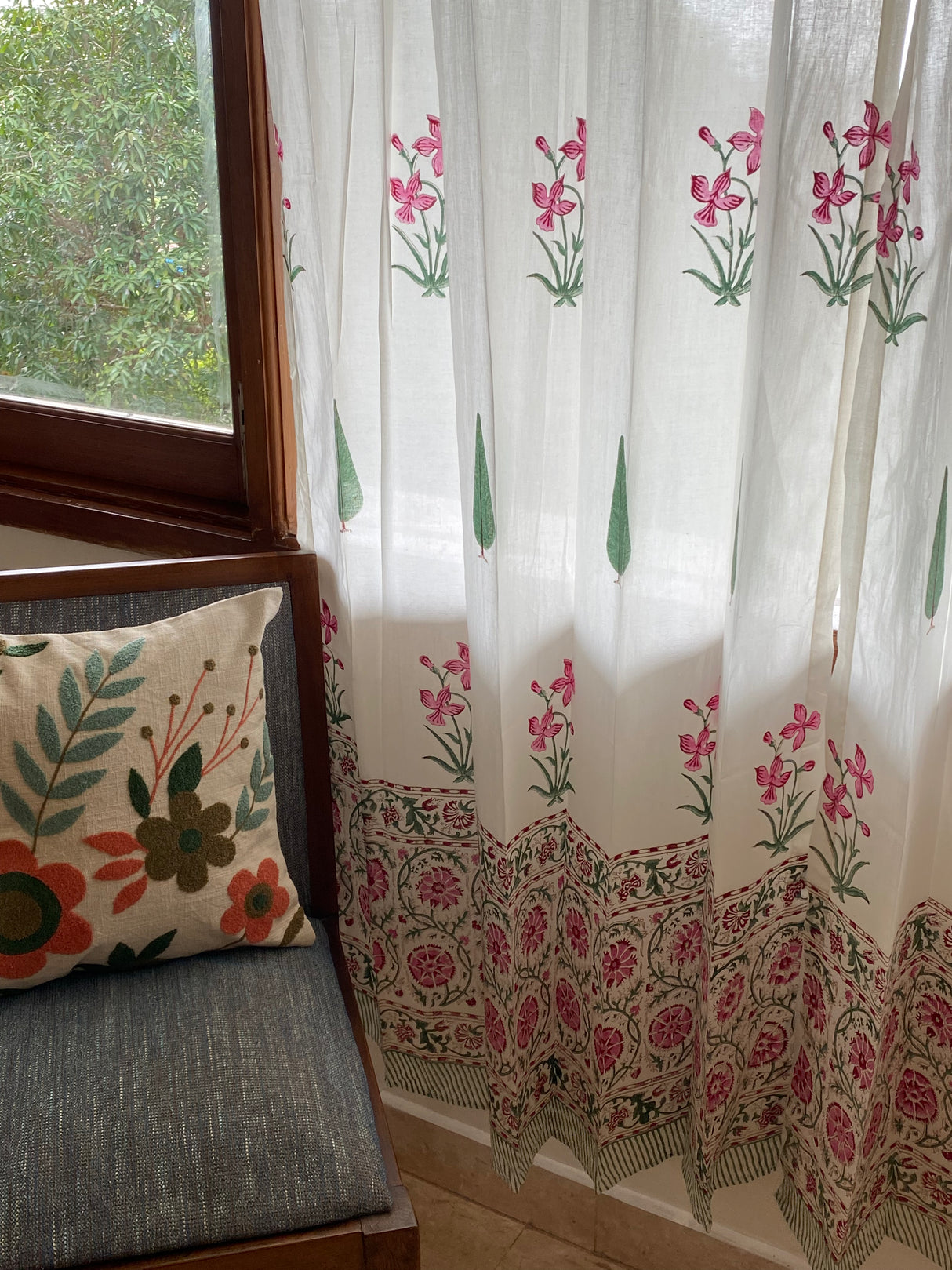 Blockprint Sheer Cotton Curtain