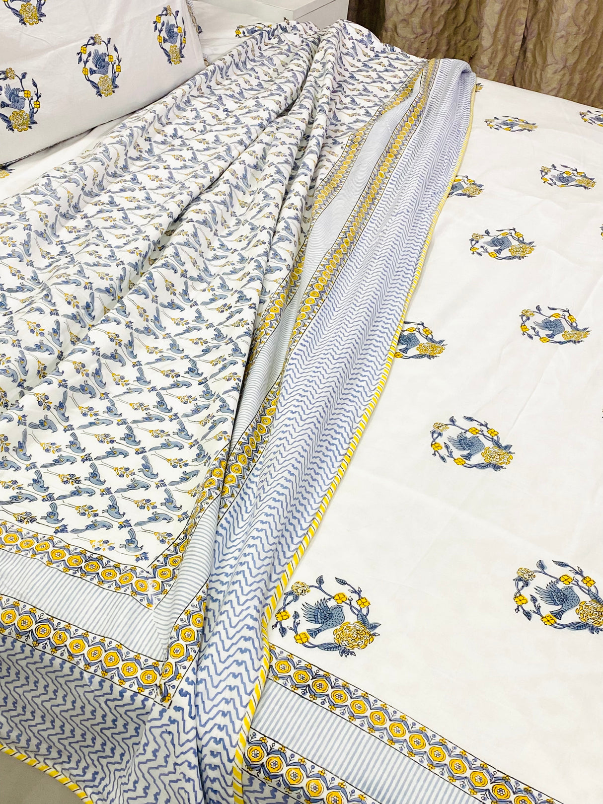 Premium Floral Cotton Set – Bedsheet & Dohar