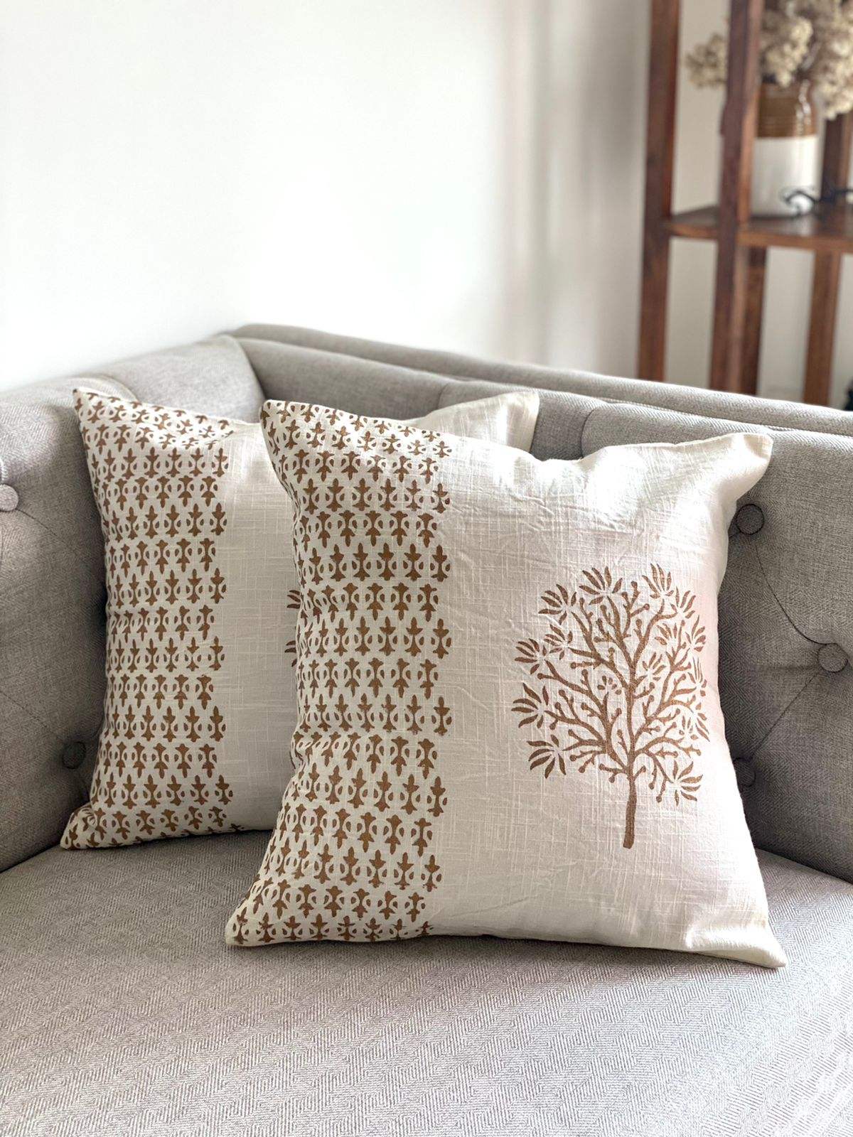 Pair of Handblock Printed Cushion Covers- 16*16 inches