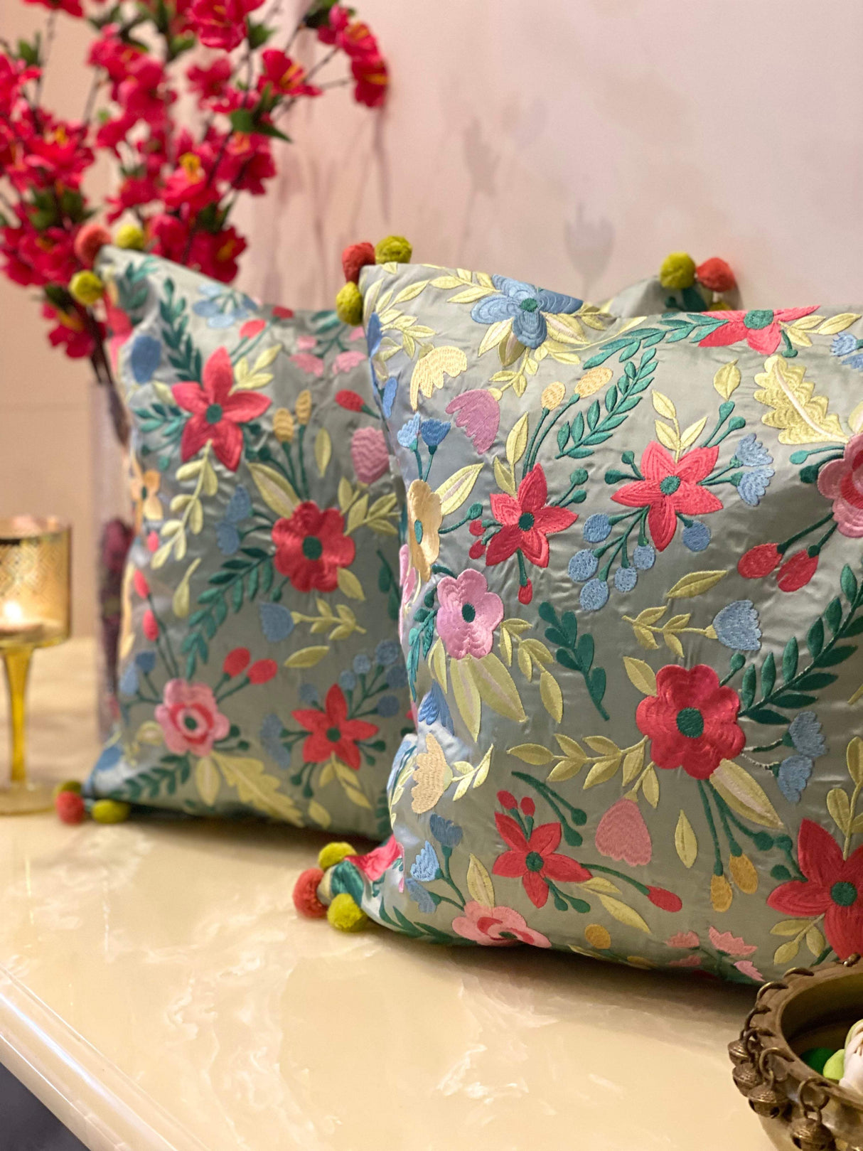 Embroidered Cushion Cover- 16*16 inches