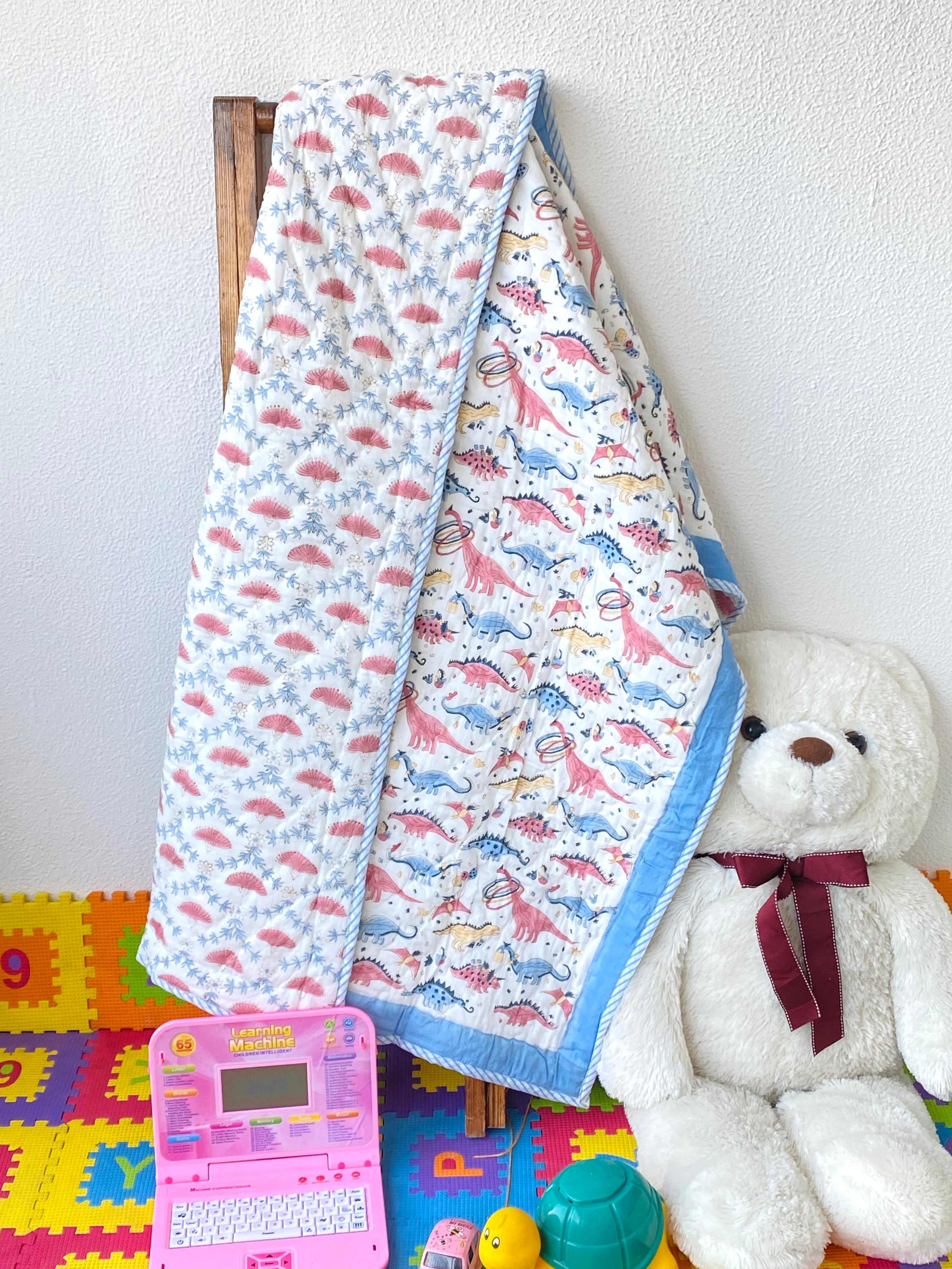 Dinosaur Kids Quilt Blockprint- 60*40 inches