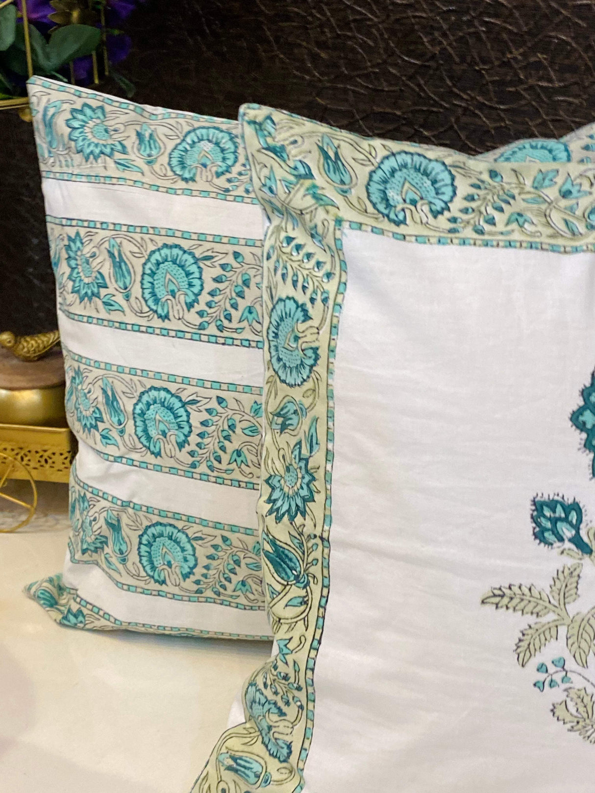 Pair of Handblock Printed Cushion Covers- 16*16 inches