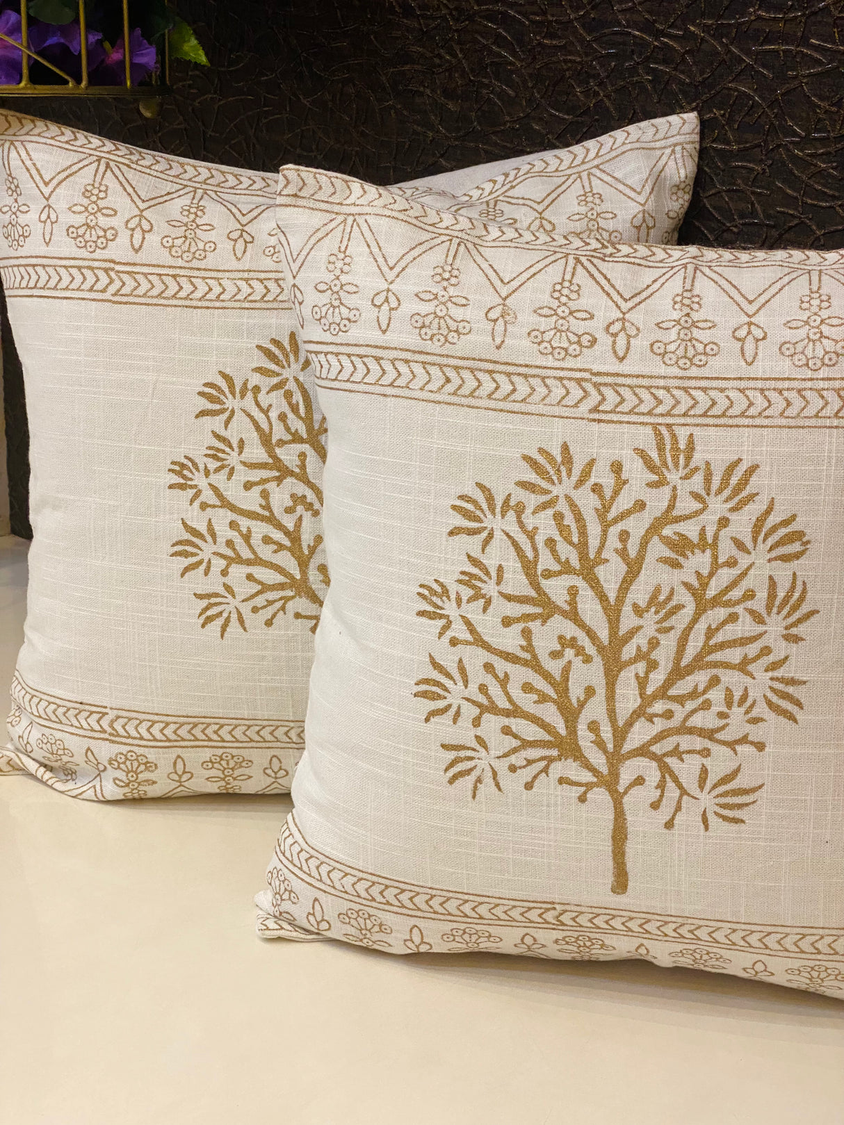 Pair of Handblock Printed Cushion Covers- 16*16 inches